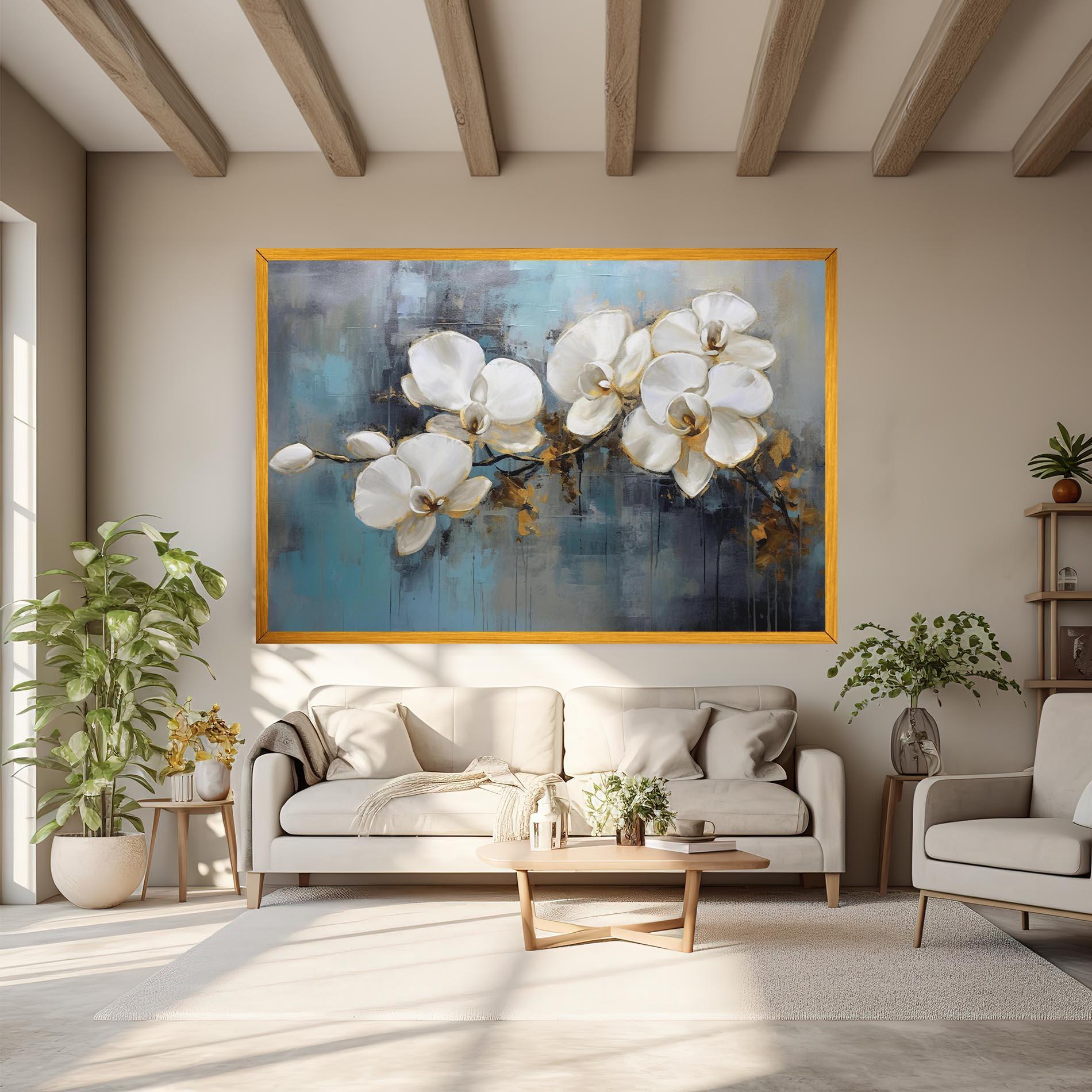 Leinwandbild White Orchids Painting mockup 6