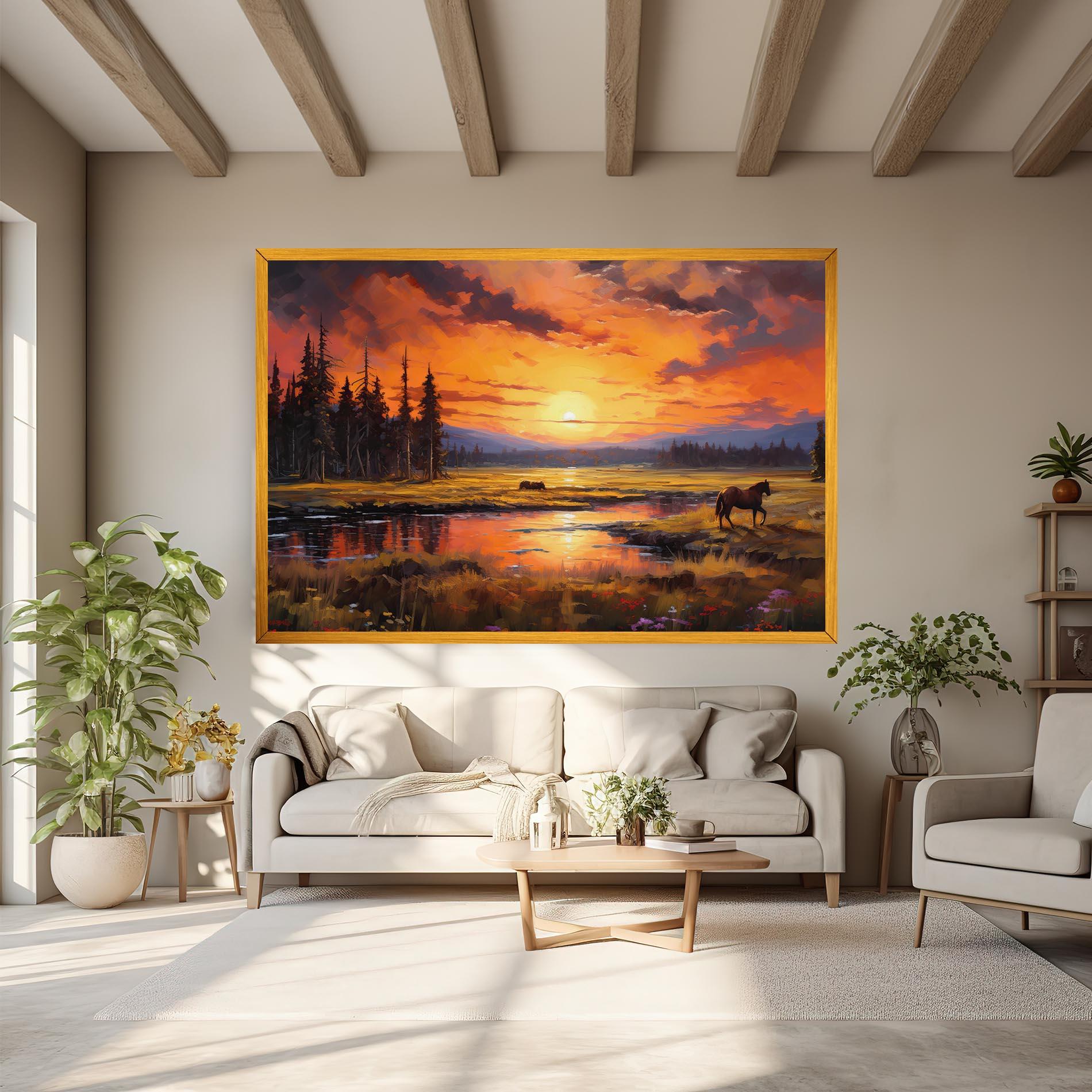 Leinwandbild Wild Horses Painting mockup 6