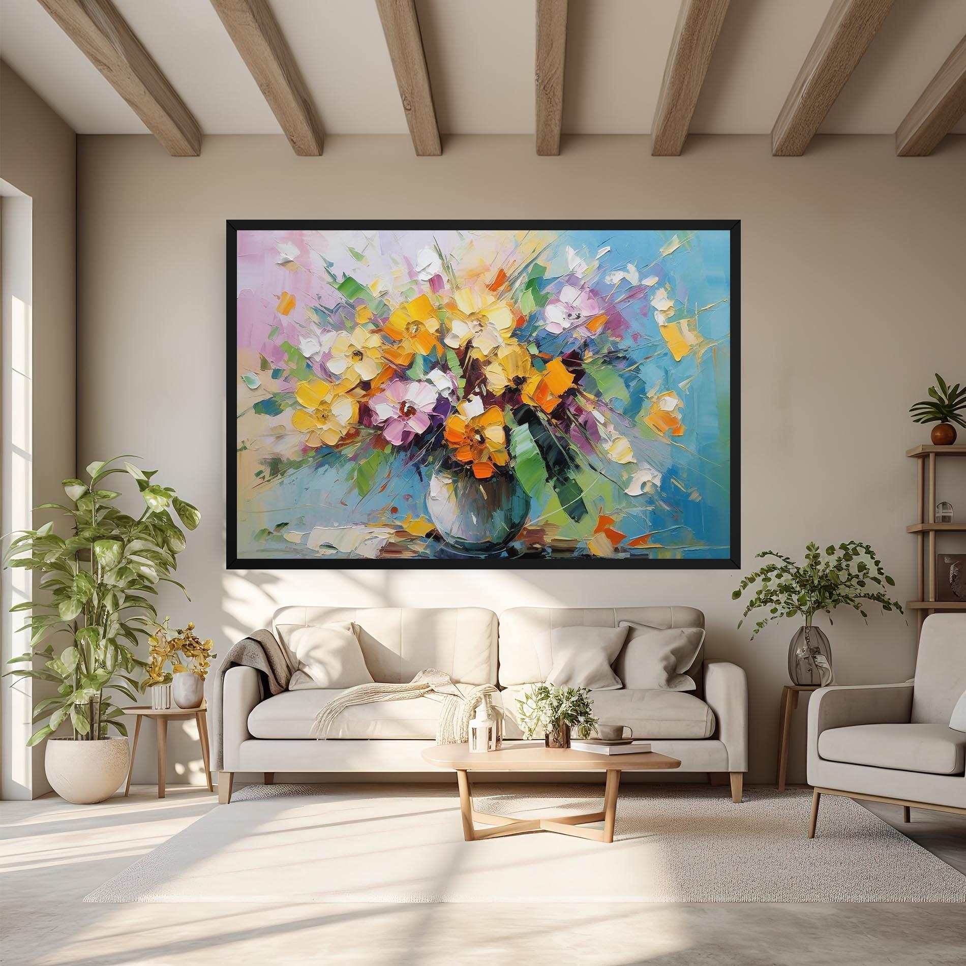 Leinwandbild Colorfull Flowers Painting mockup 6