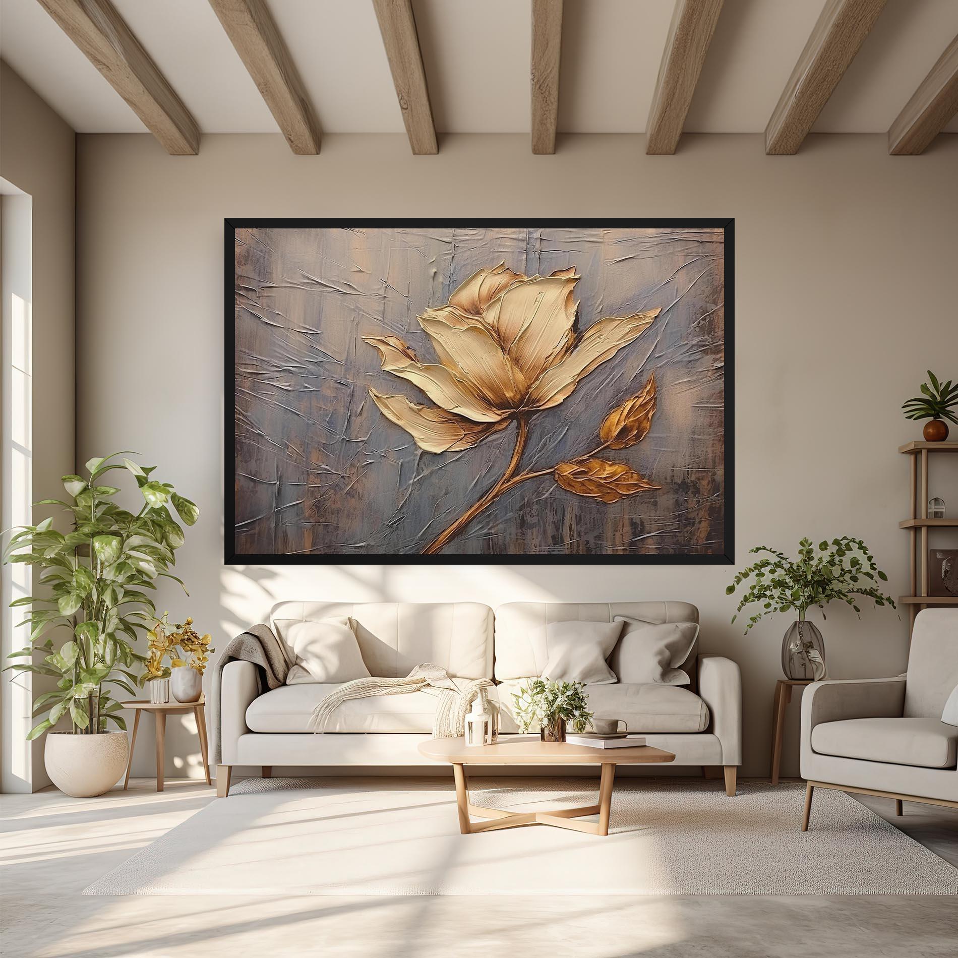 Leinwandbild Cream Rose On Blue mockup 6