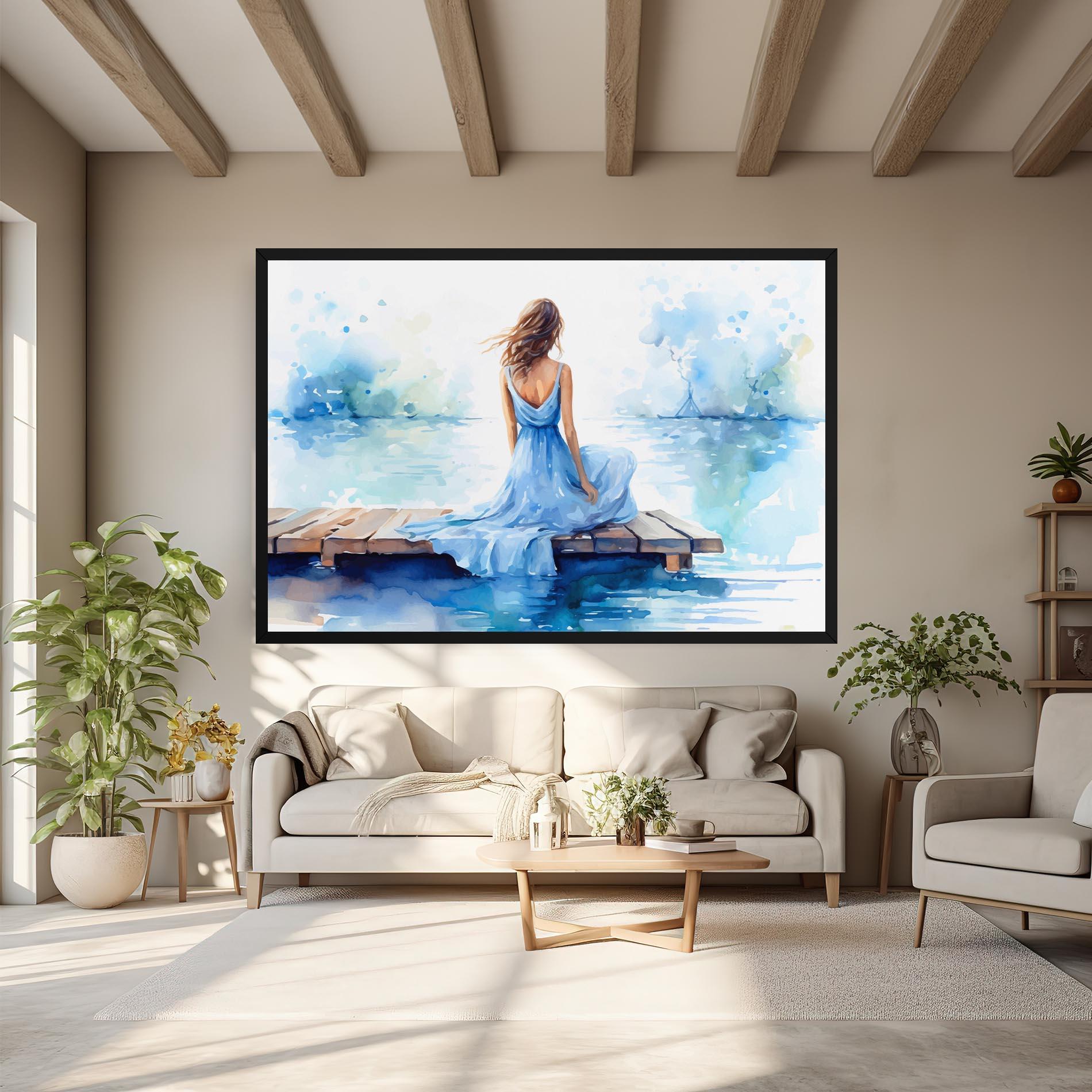 Leinwandbild Lake Blue Woman mockup 6