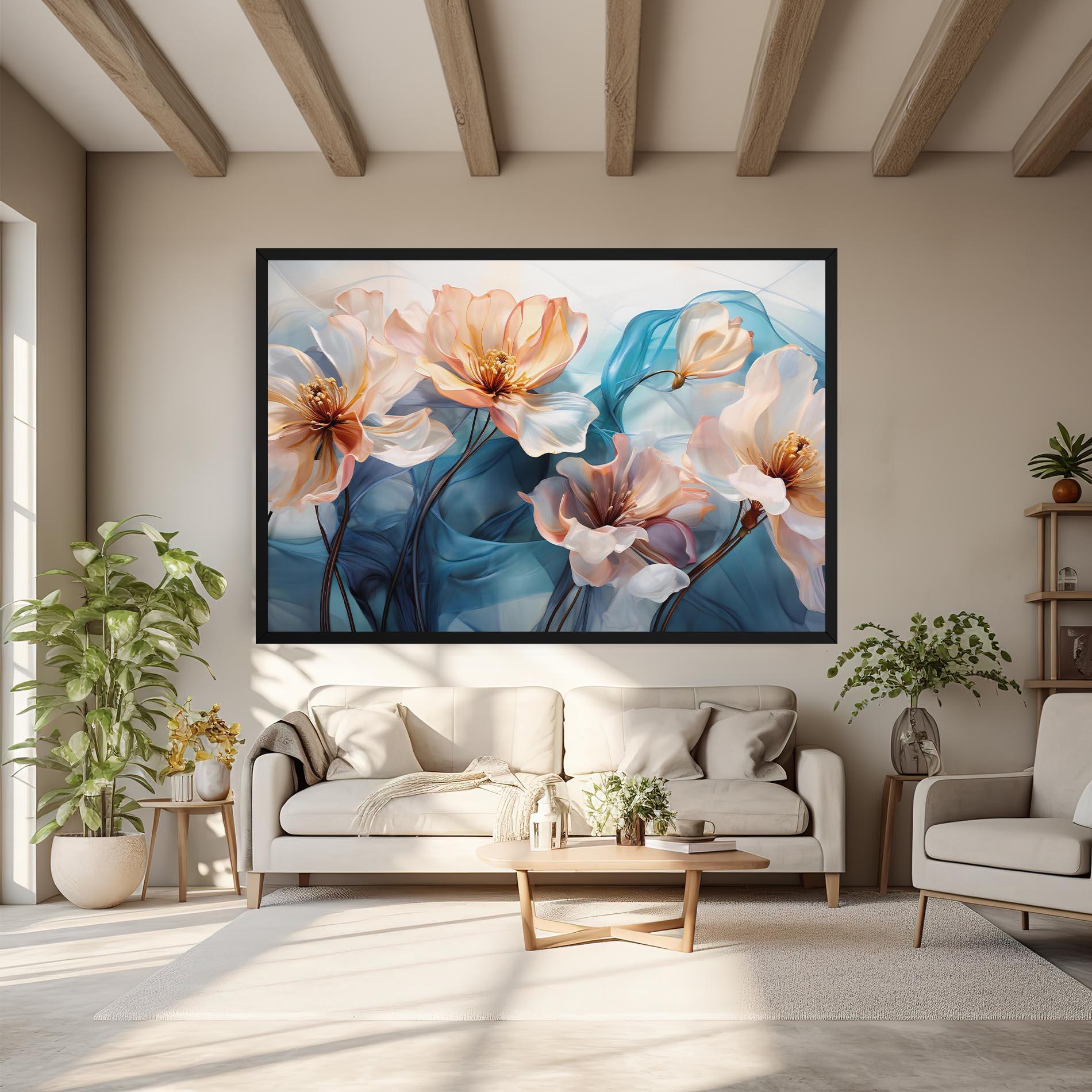 Leinwandbild Pink Flowers Floating mockup 6