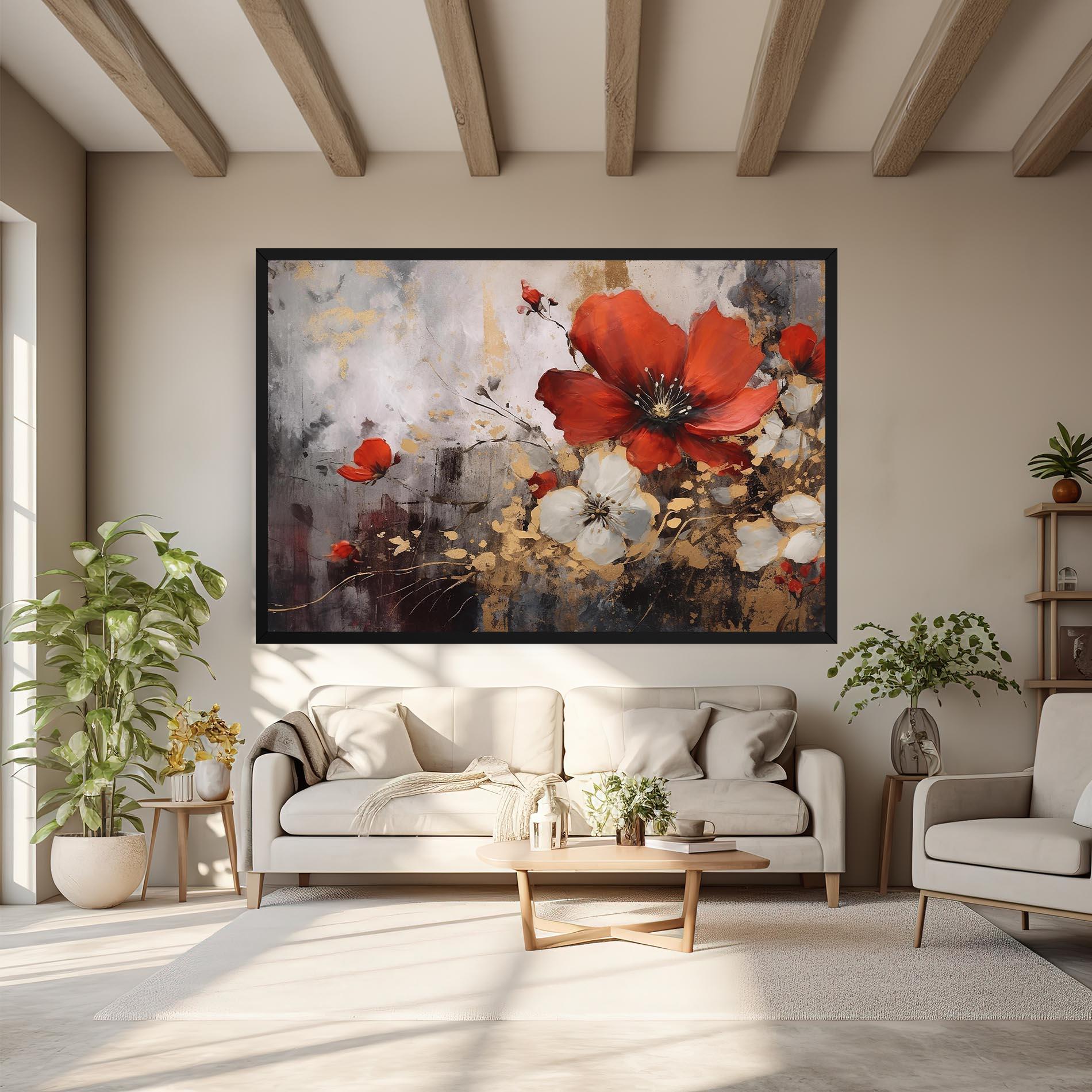 Leinwandbild Red Poppy Painting mockup 6