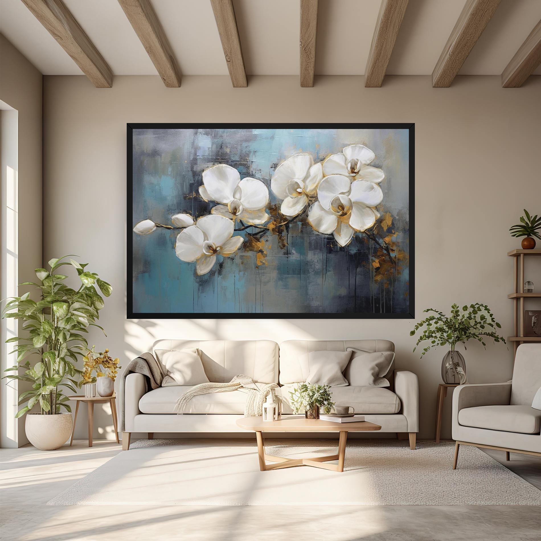 Leinwandbild White Orchids Painting mockup 6