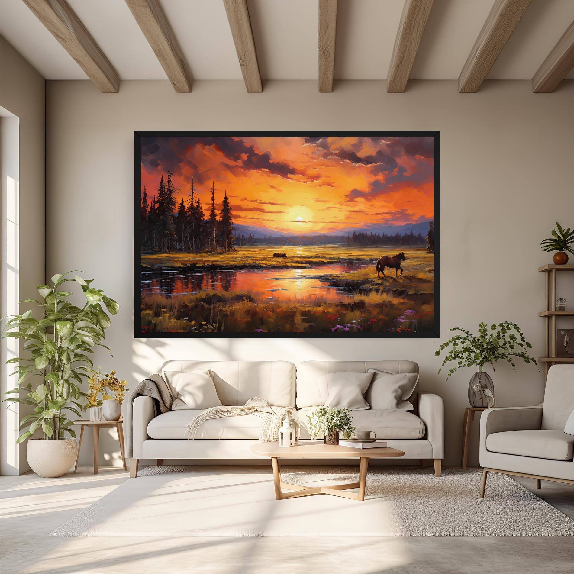 Leinwandbild Wild Horses Painting mockup 6