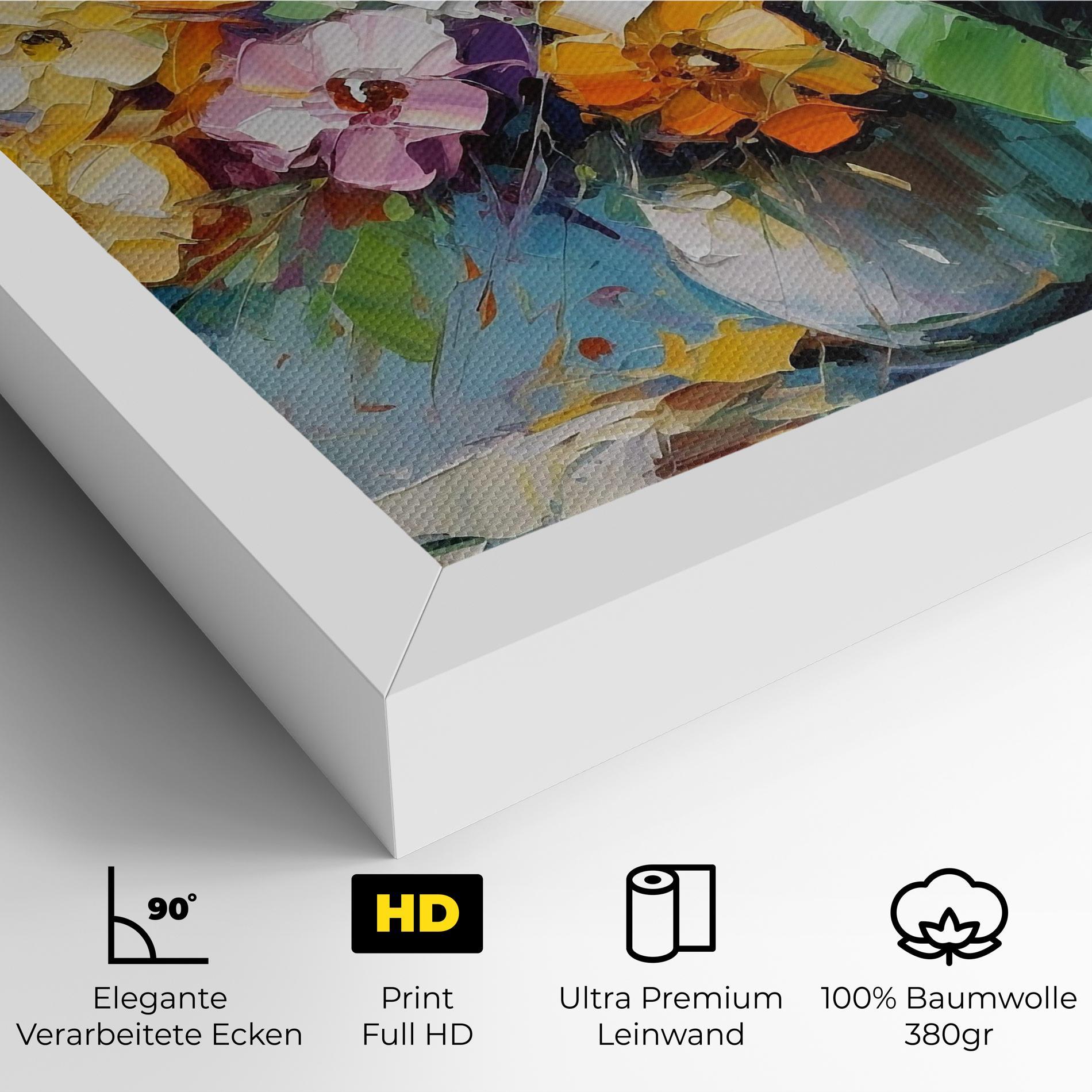 Leinwandbild Colorfull Flowers Painting mockup 4