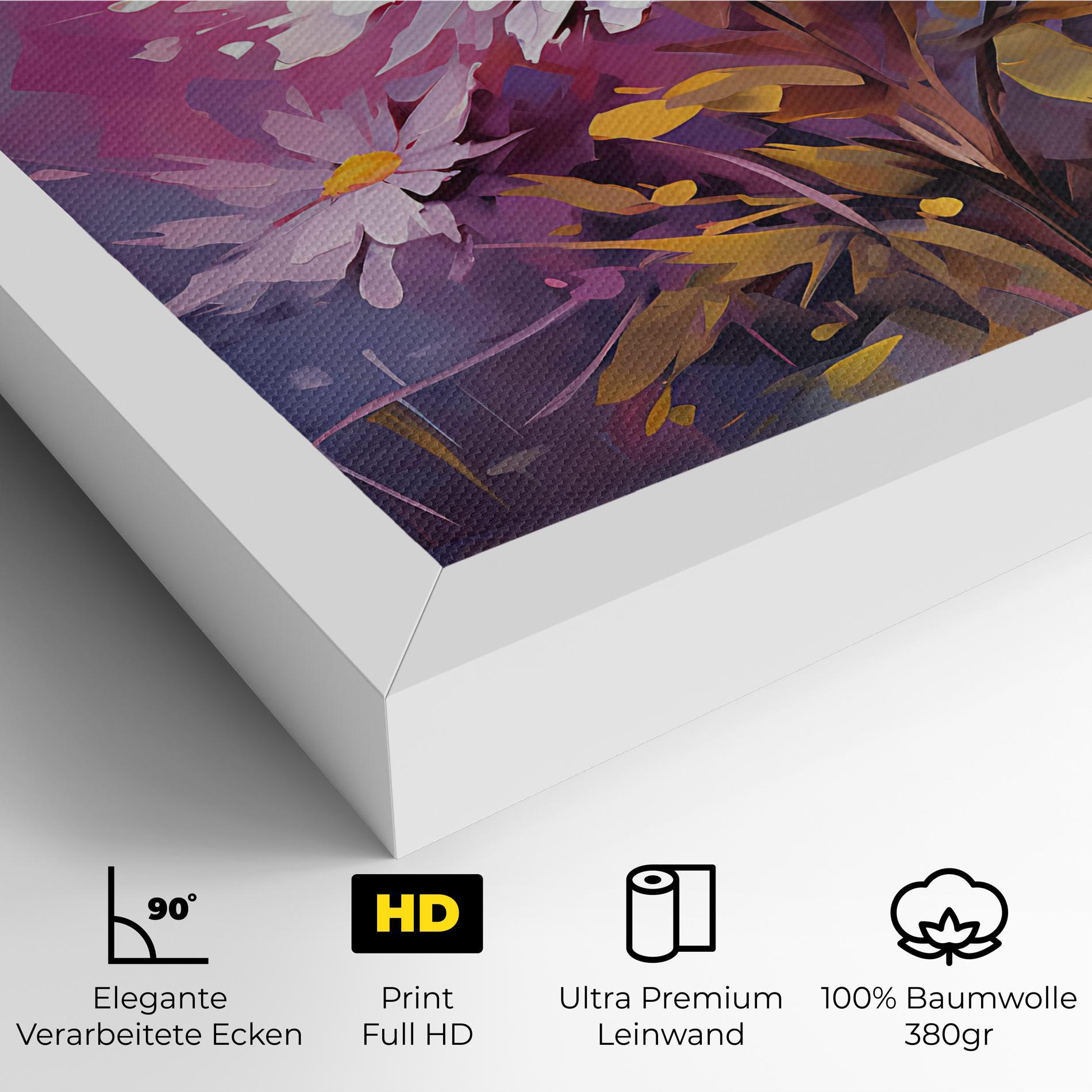 Leinwandbild White Flower On Purple mockup 4