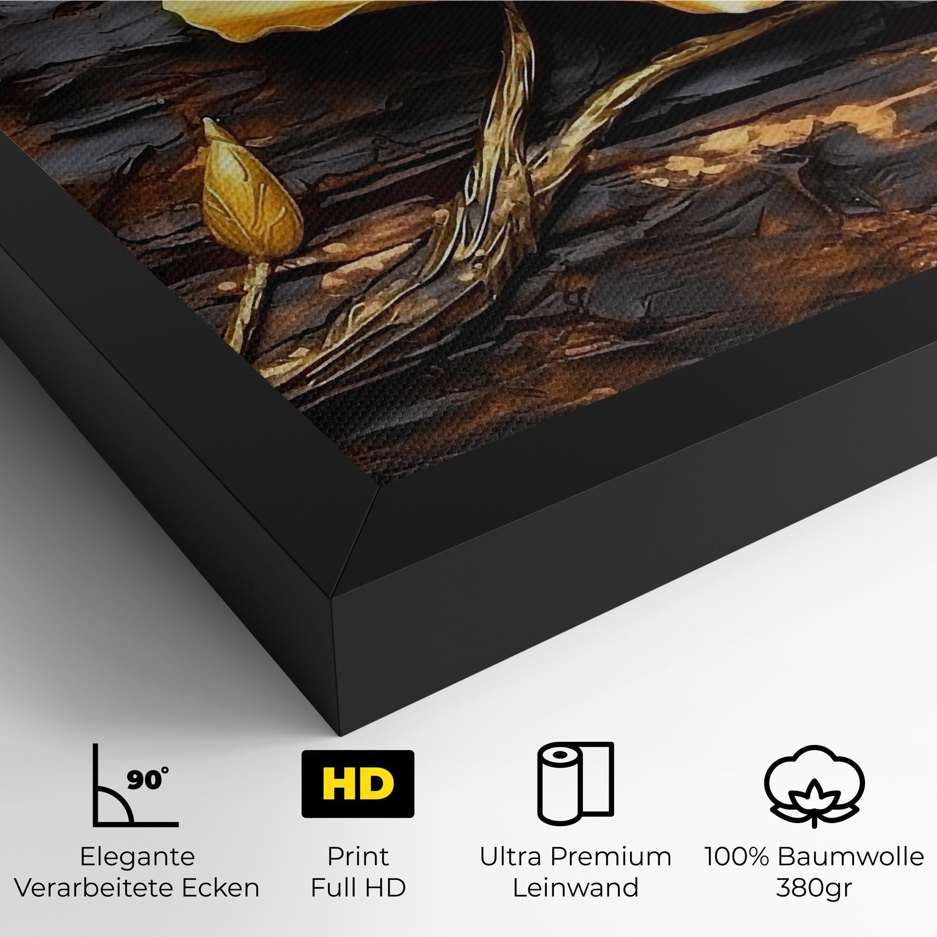 Leinwandbild Golden Rose On Wood mockup 4