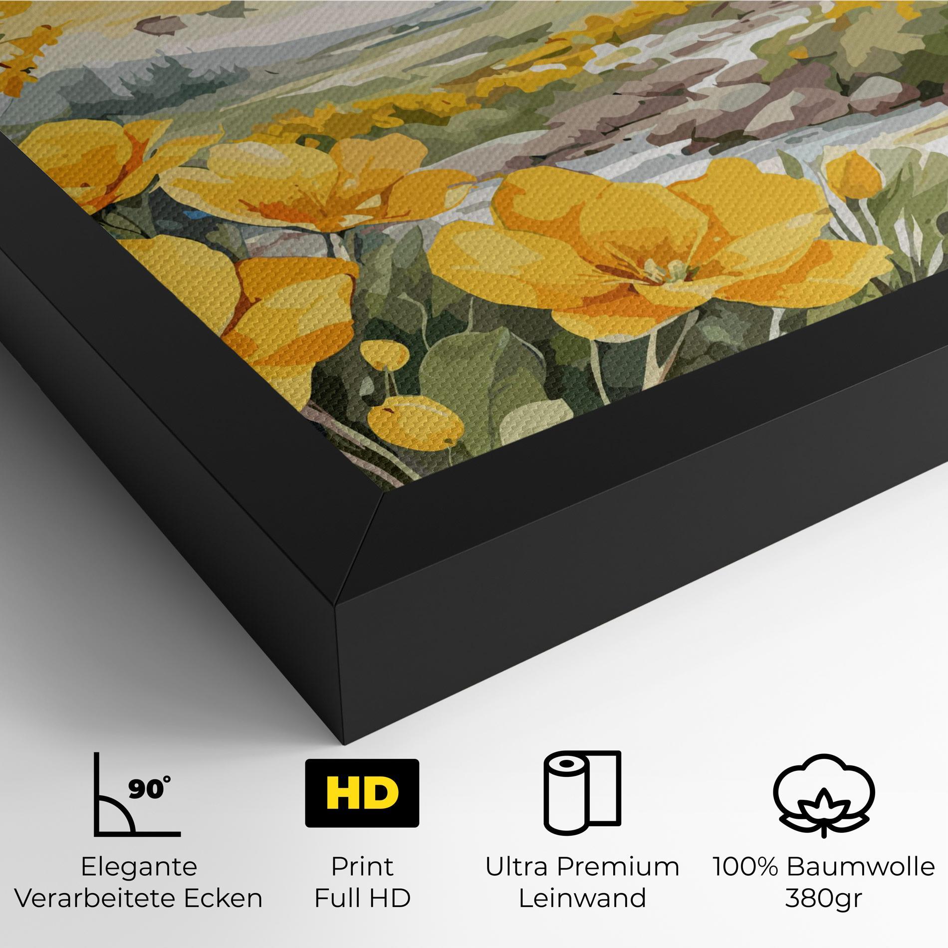 Leinwandbild Yellow View Flower mockup 4