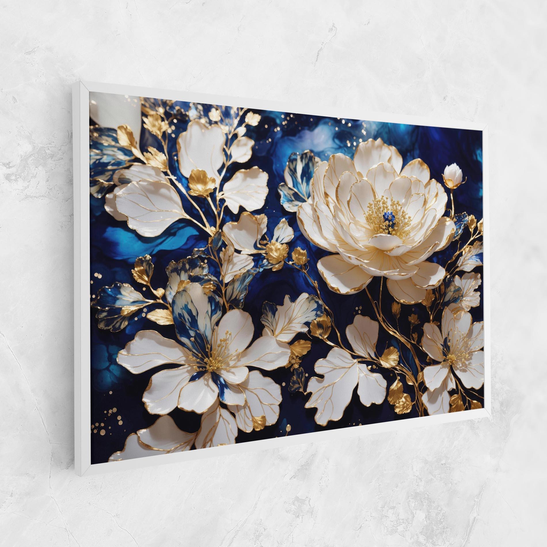 Leinwandbild Beautiful Golden White Rose mockup 1