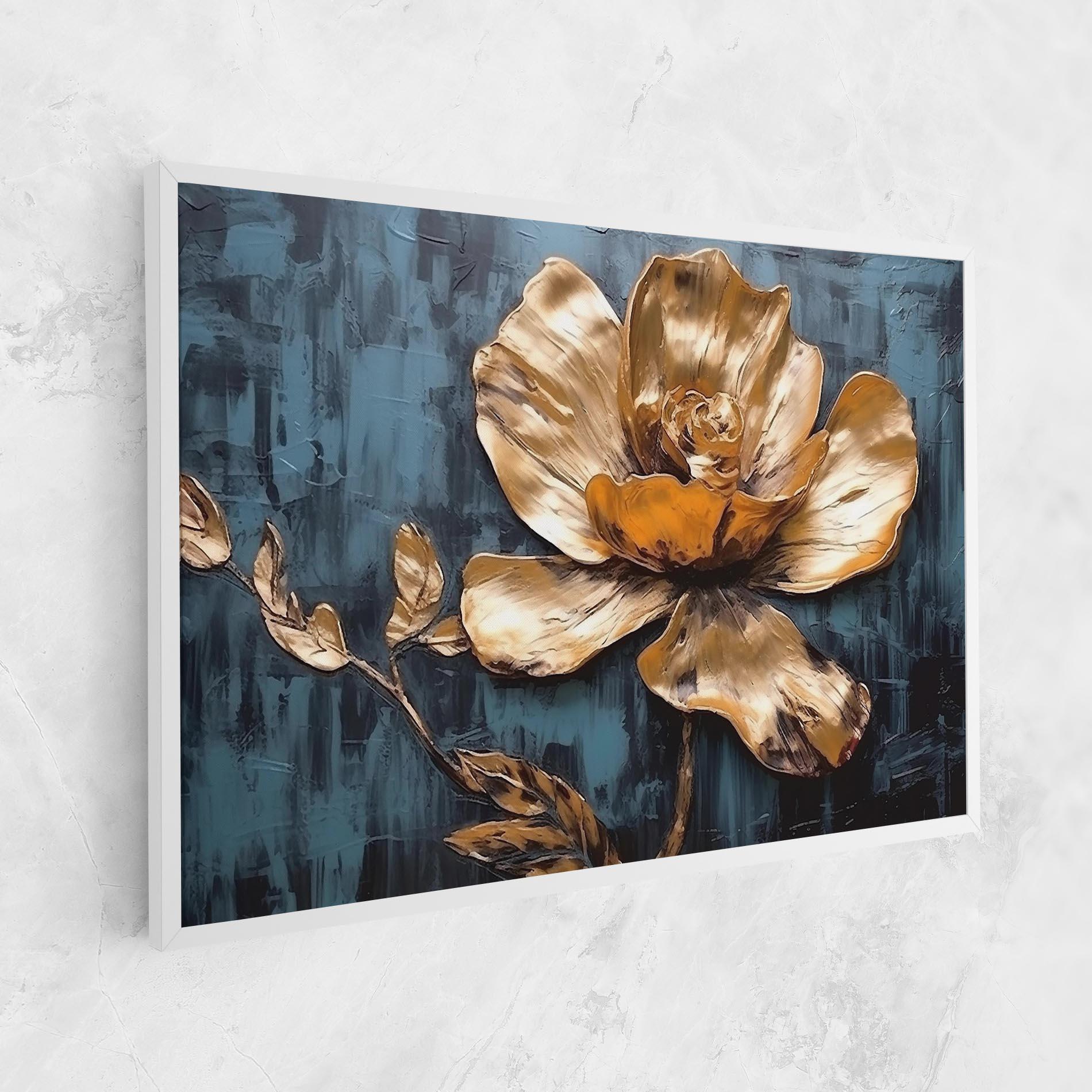 Leinwandbild Golden Rose On Blue mockup 1