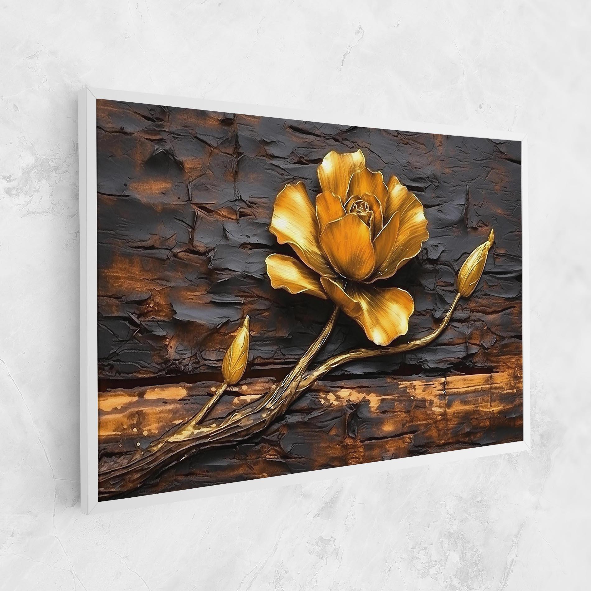 Leinwandbild Golden Rose On Wood mockup 1