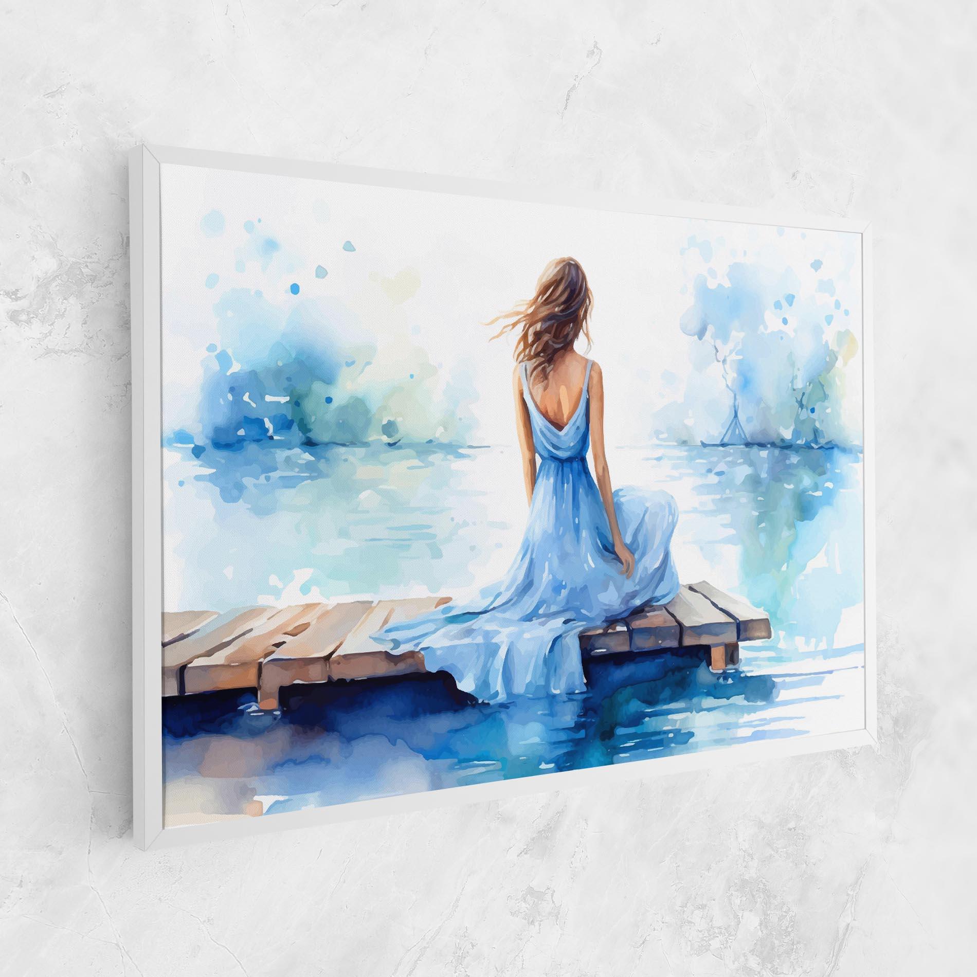 Leinwandbild Lake Blue Woman mockup 1