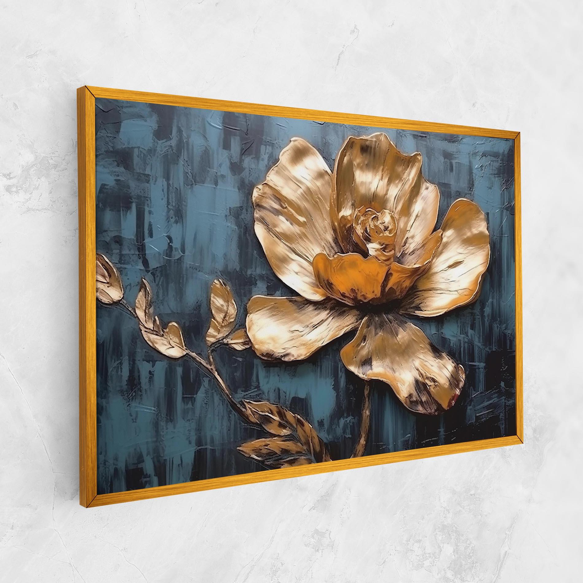 Leinwandbild Golden Rose On Blue mockup 1