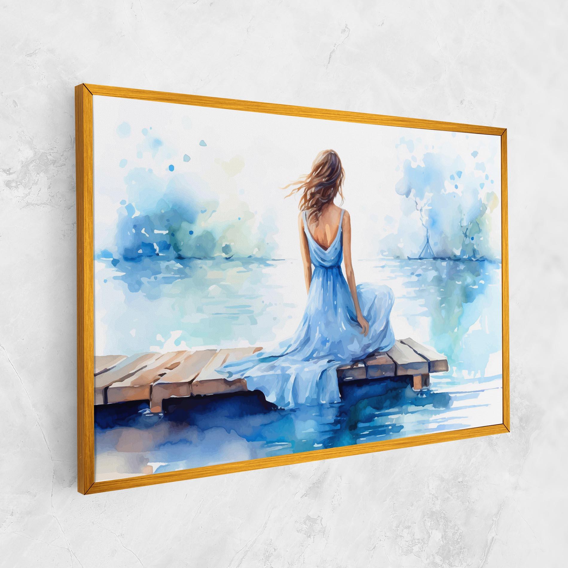 Leinwandbild Lake Blue Woman mockup 1
