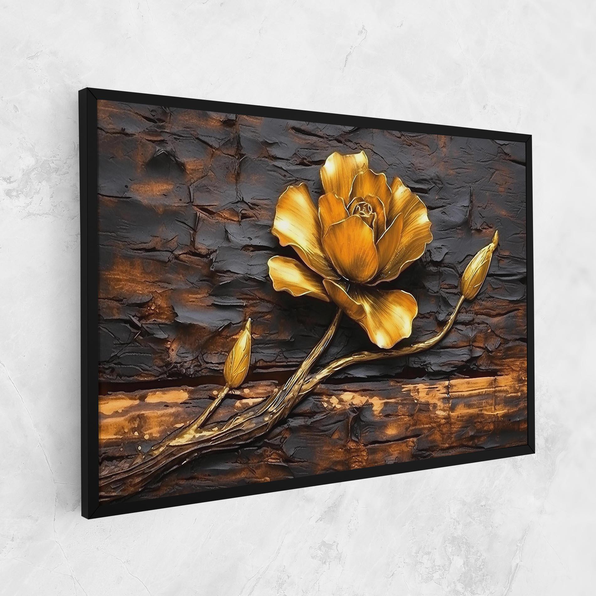 Leinwandbild Golden Rose On Wood mockup 1
