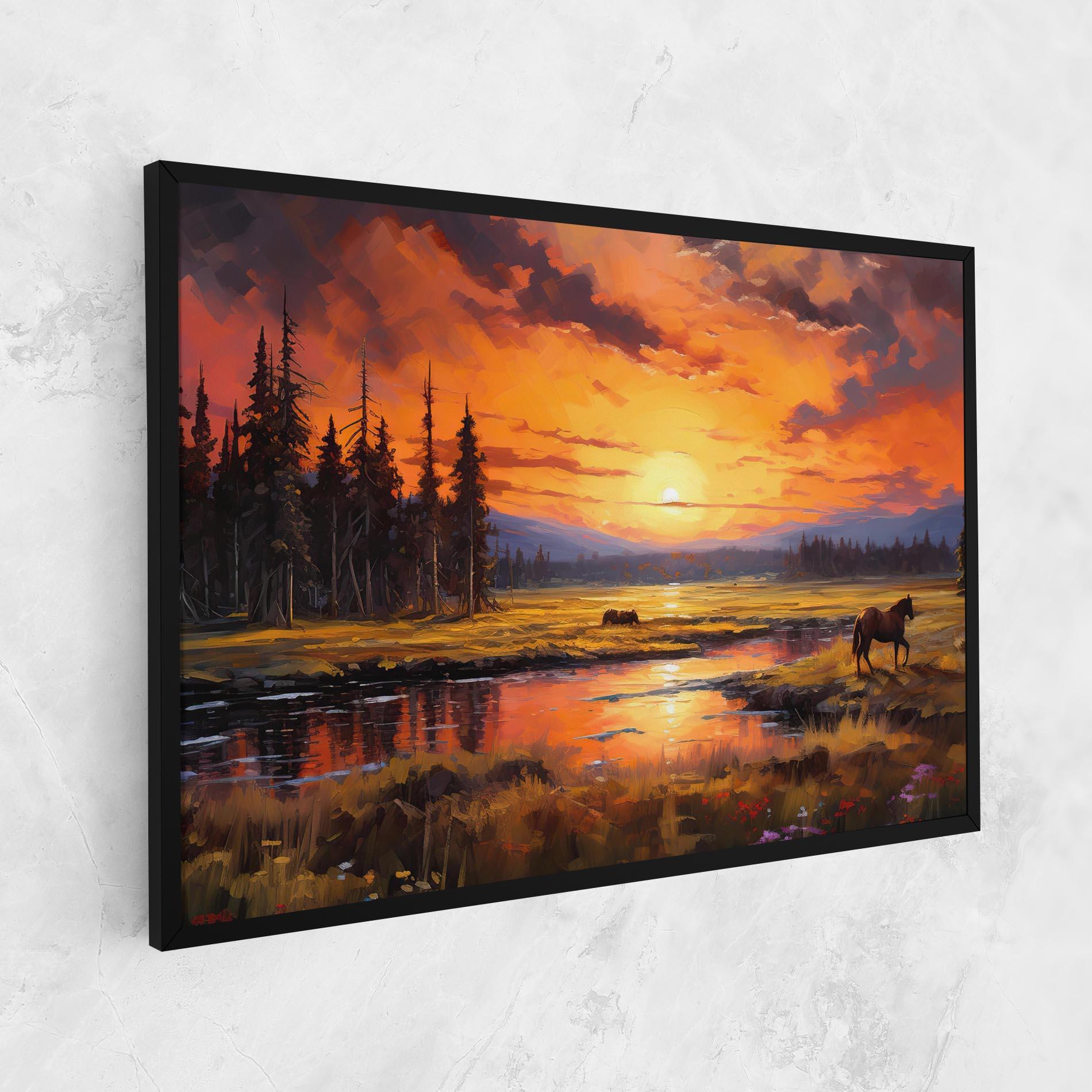 Leinwandbild Wild Horses Painting mockup 1