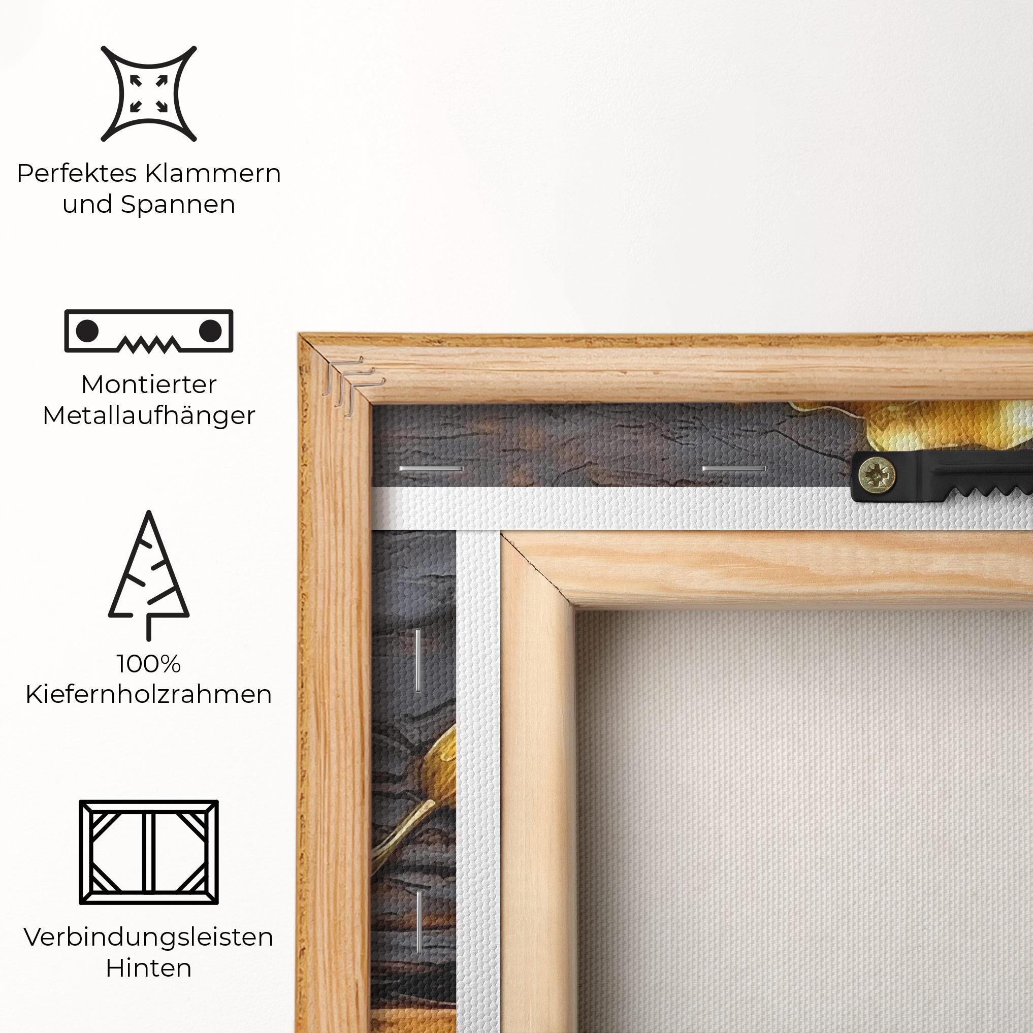 Leinwandbild Golden Rose On Wood mockup 5