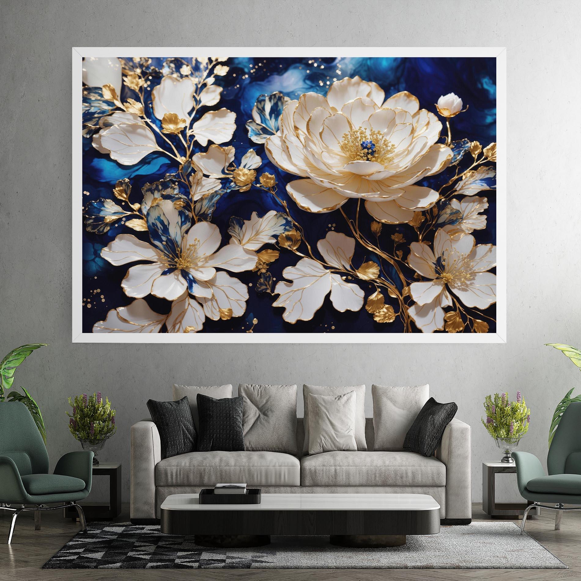 Leinwandbild Beautiful Golden White Rose mockup 7