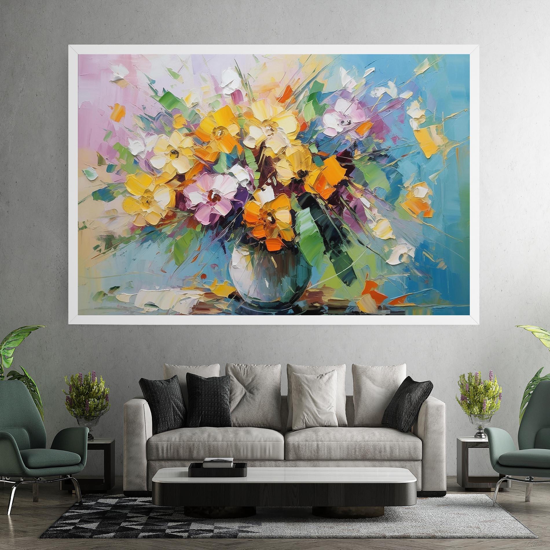 Leinwandbild Colorfull Flowers Painting mockup 7