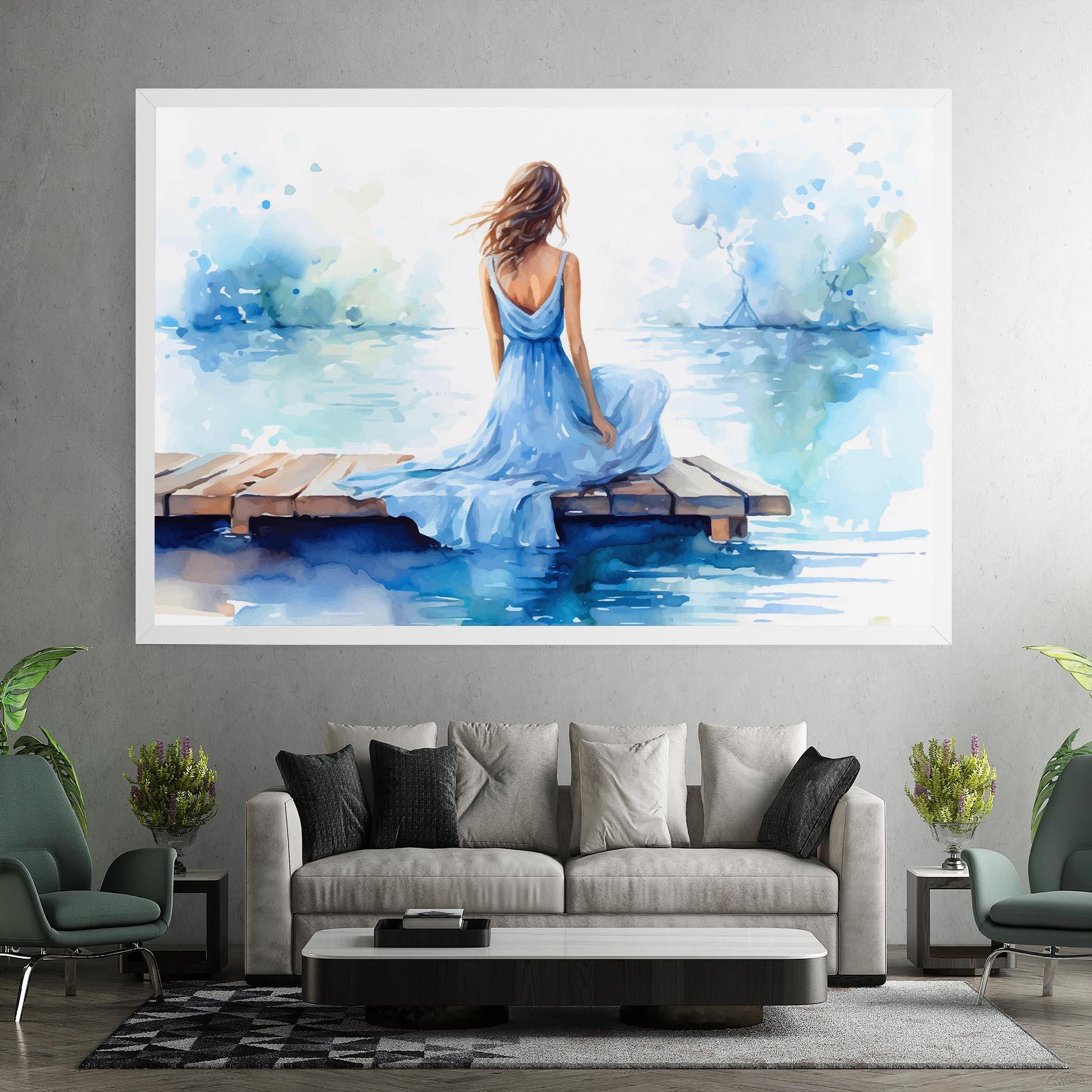Leinwandbild Lake Blue Woman mockup 7