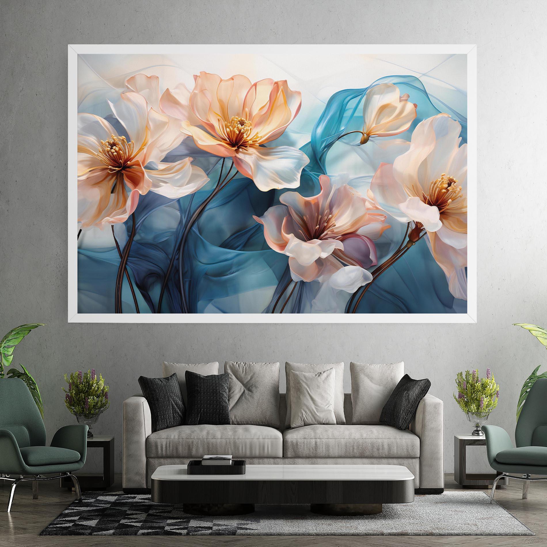 Leinwandbild Pink Flowers Floating mockup 7