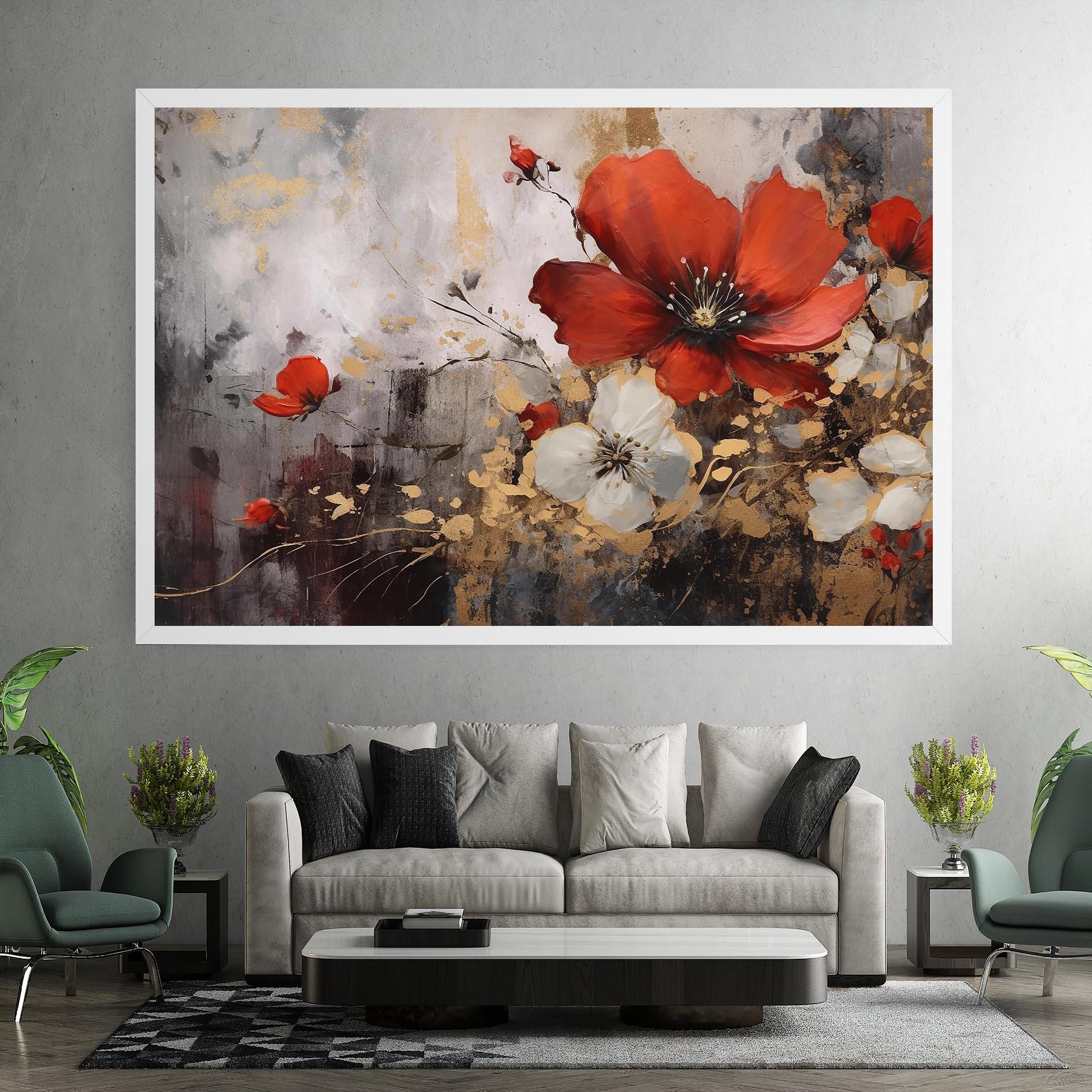 Leinwandbild Red Poppy Painting mockup 7