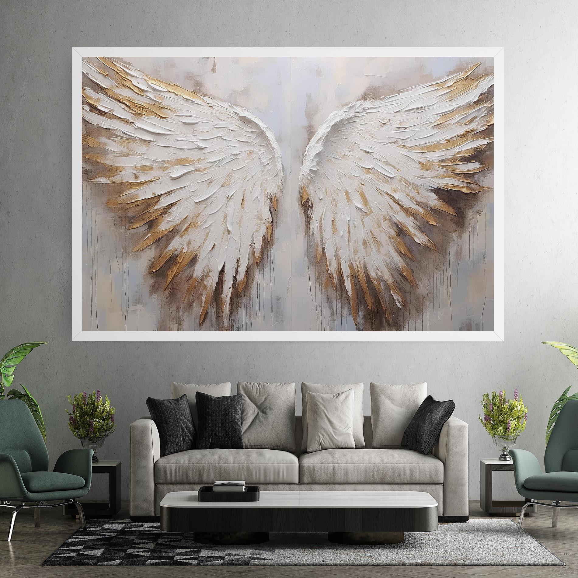 Leinwandbild White Angel Wings mockup 7