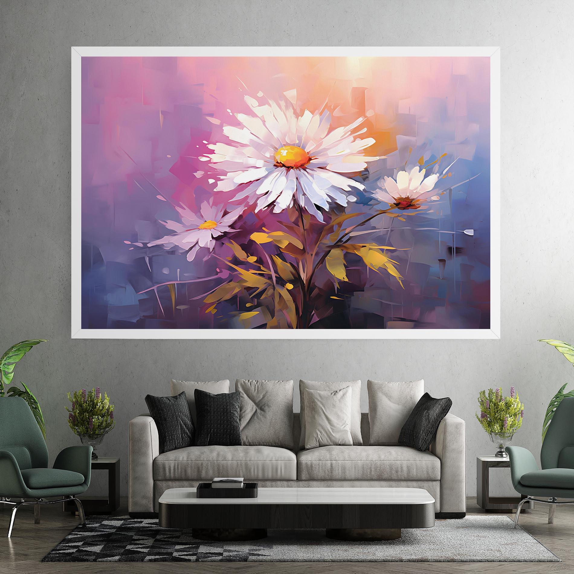 Leinwandbild White Flower On Purple mockup 7
