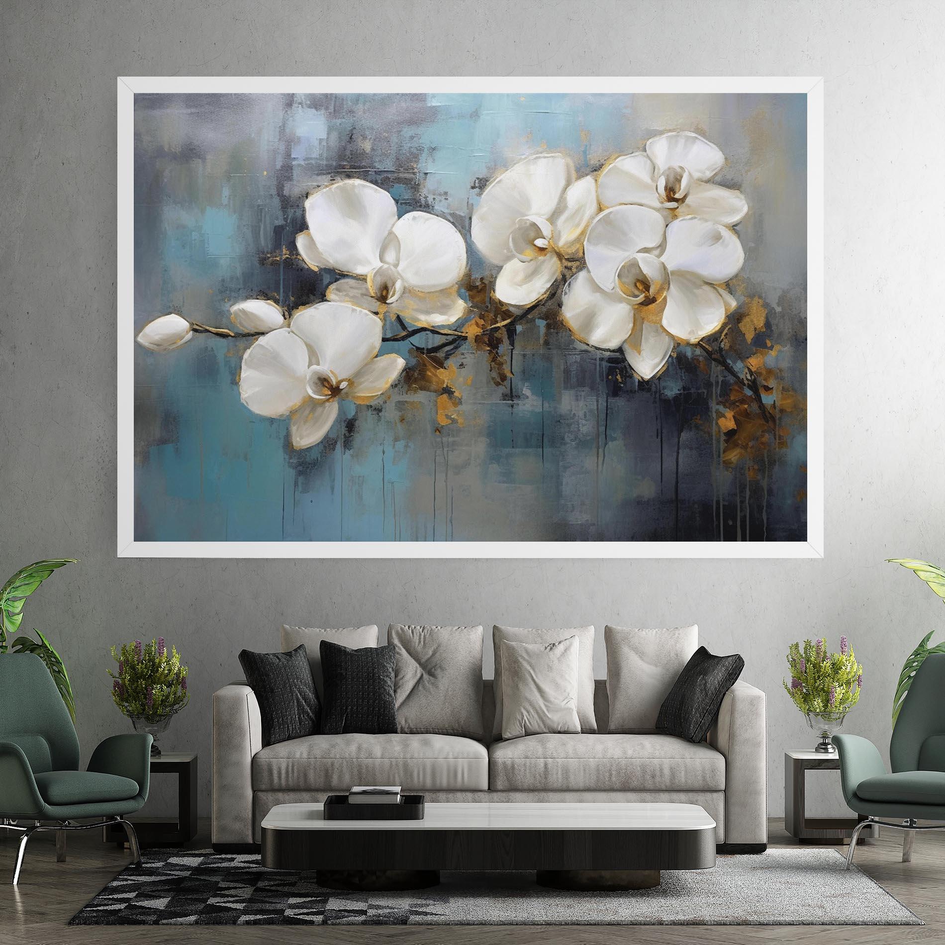 Leinwandbild White Orchids Painting mockup 7