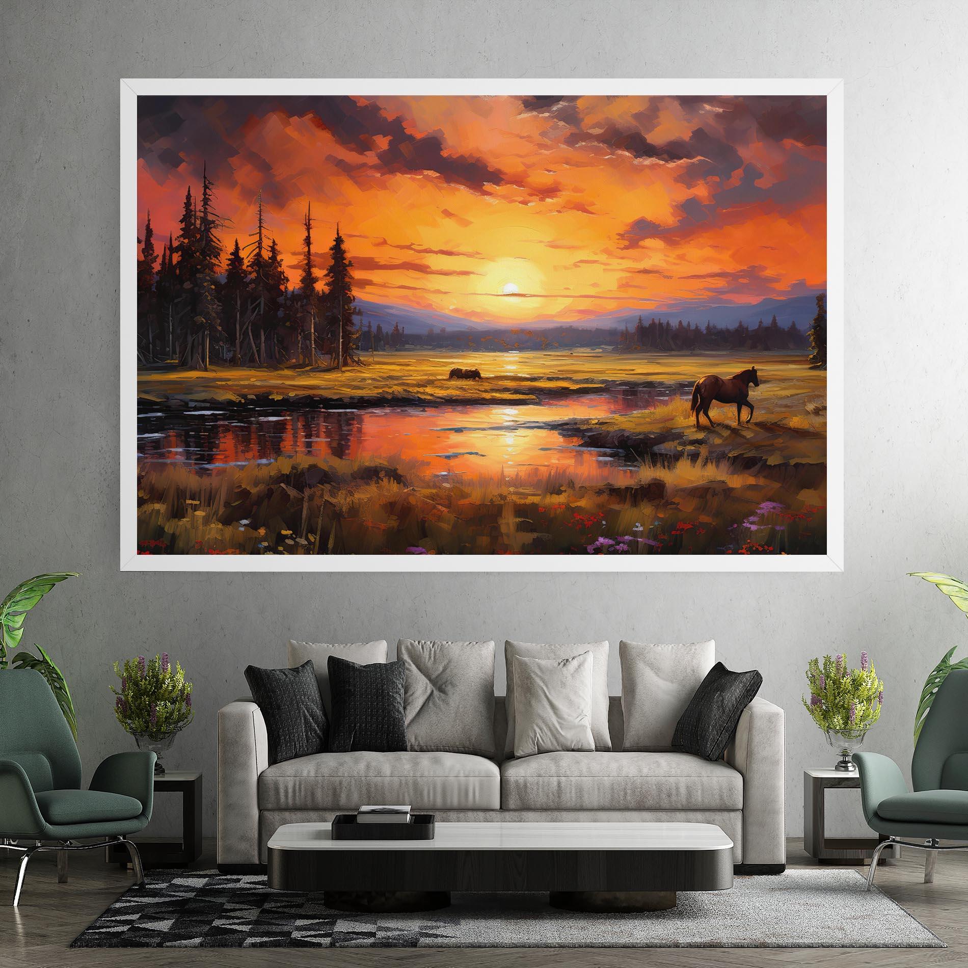 Leinwandbild Wild Horses Painting mockup 7