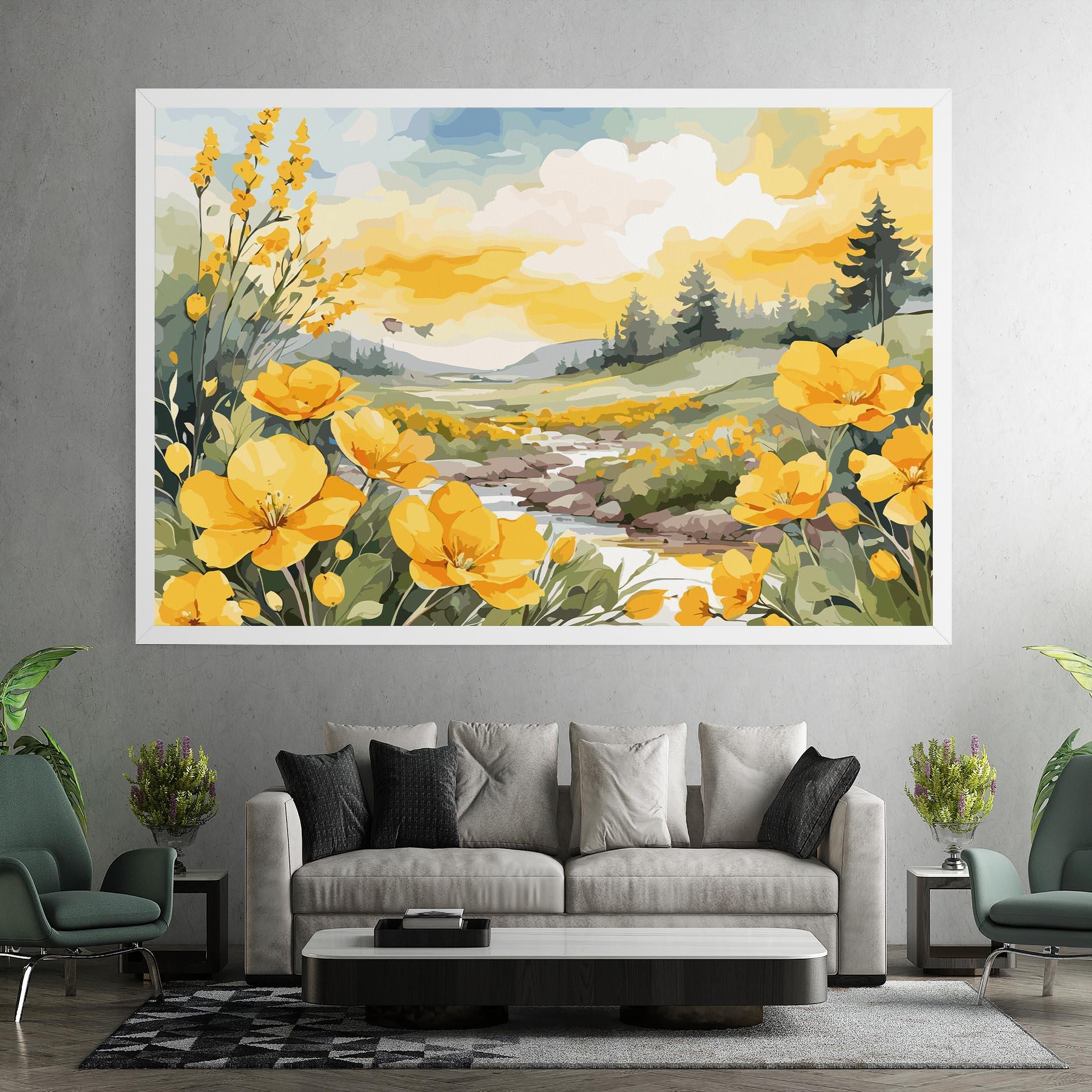 Leinwandbild Yellow View Flower mockup 7