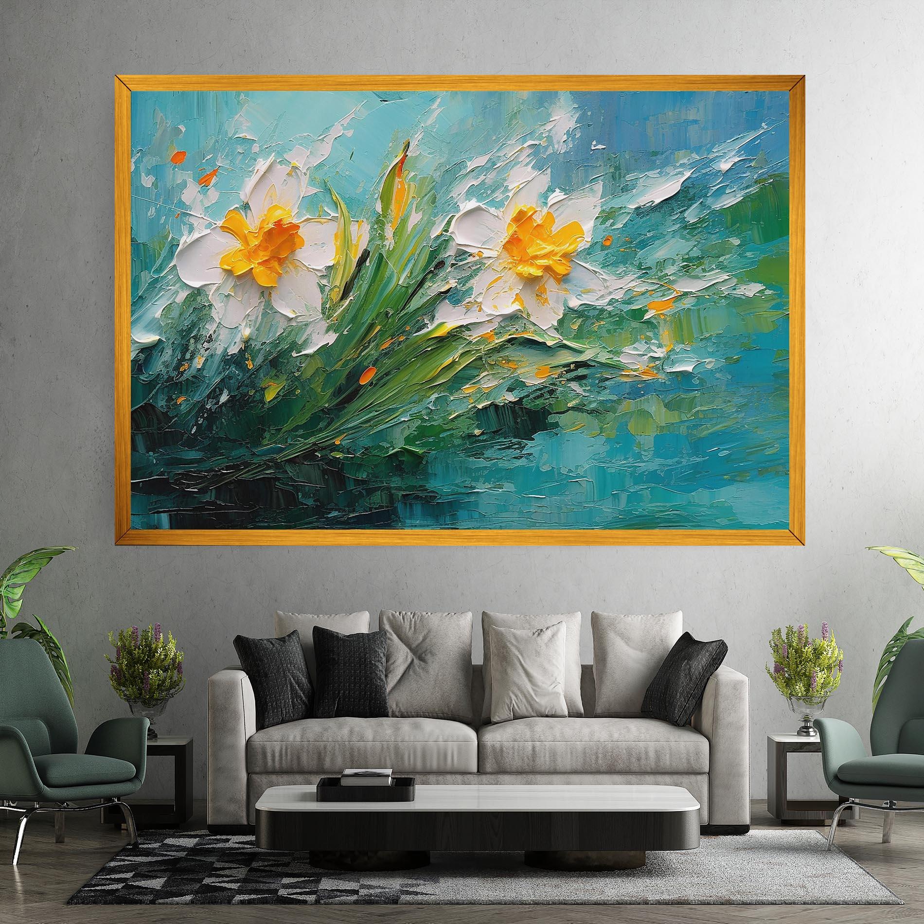 Leinwandbild Abstract Flower Painting mockup 7