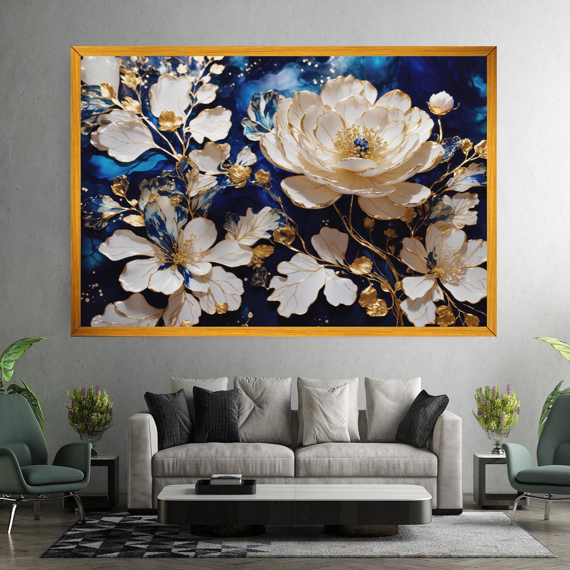 Leinwandbild Beautiful Golden White Rose mockup 7