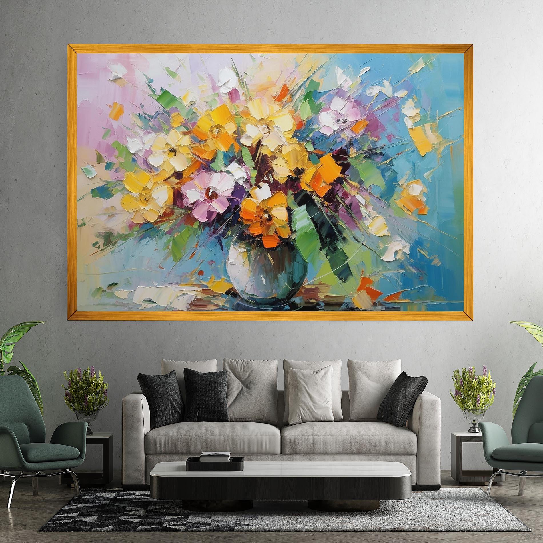Leinwandbild Colorfull Flowers Painting mockup 7