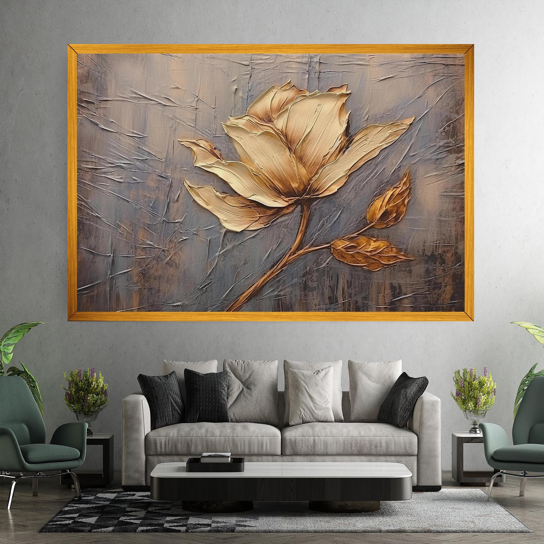 Leinwandbild Cream Rose On Blue mockup 7