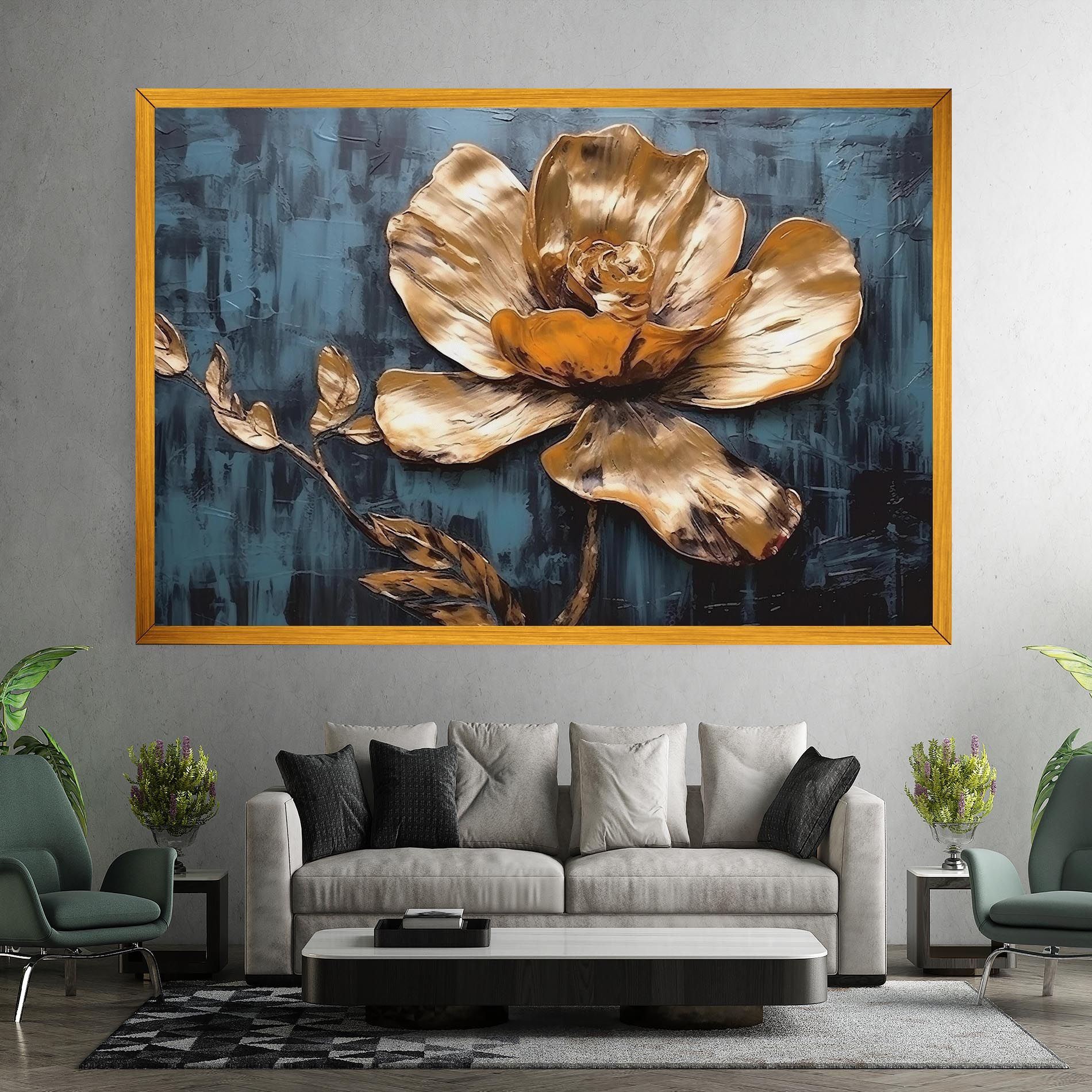 Golden Rose On Blue mockup 7