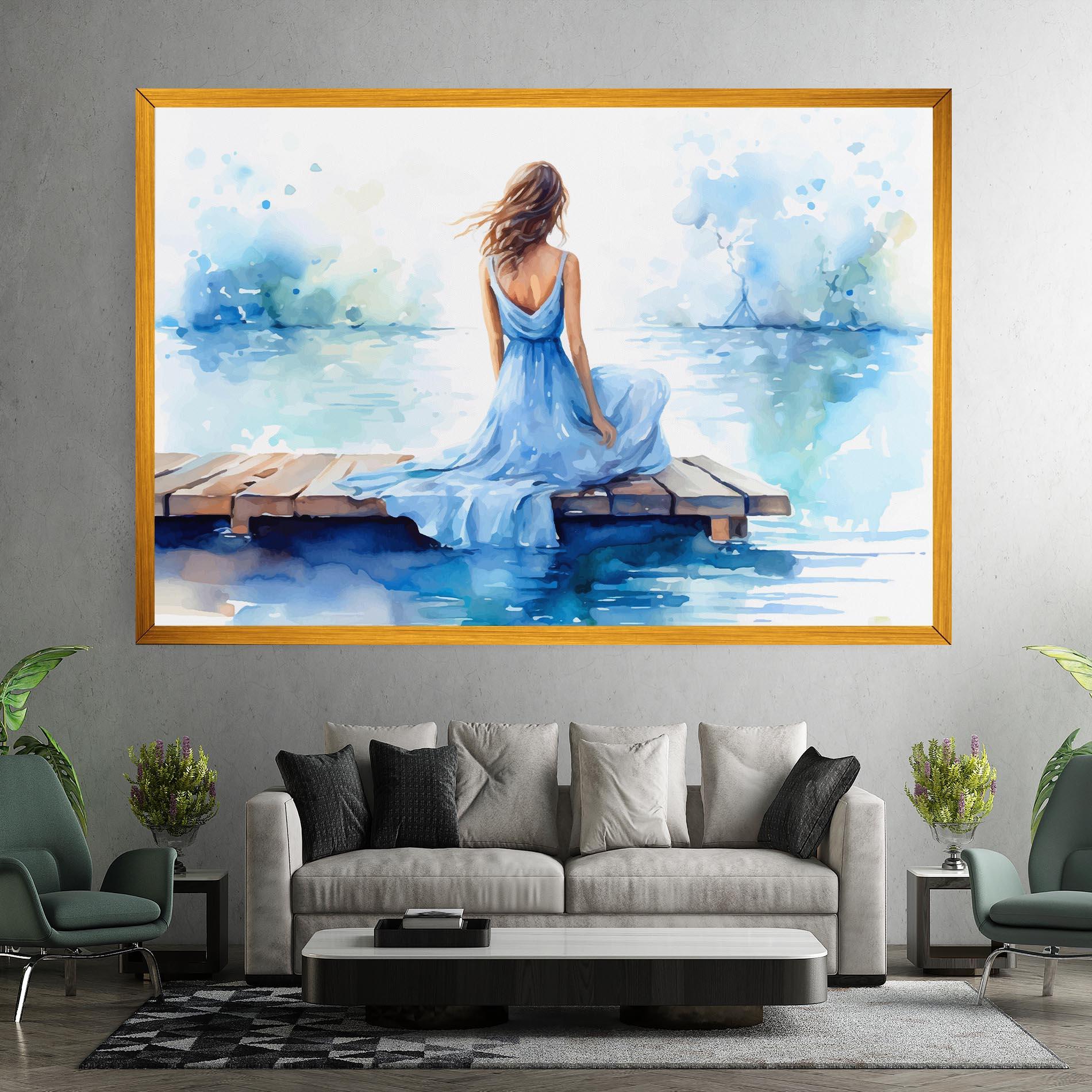 Leinwandbild Lake Blue Woman mockup 7