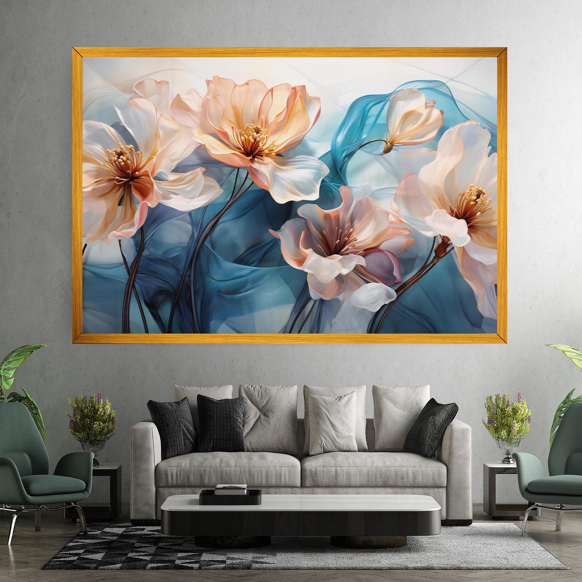 Leinwandbild Pink Flowers Floating mockup 7