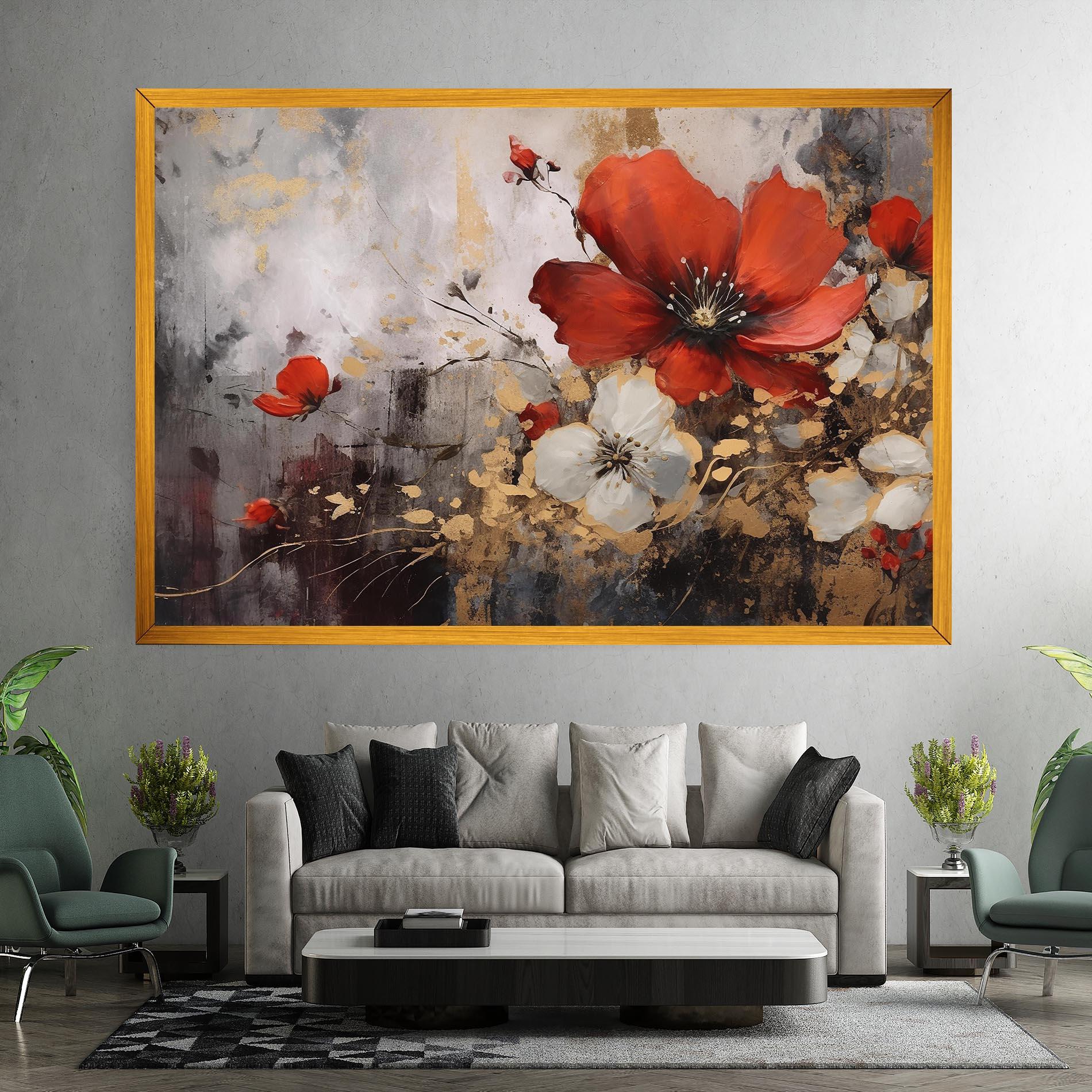 Leinwandbild Red Poppy Painting mockup 7