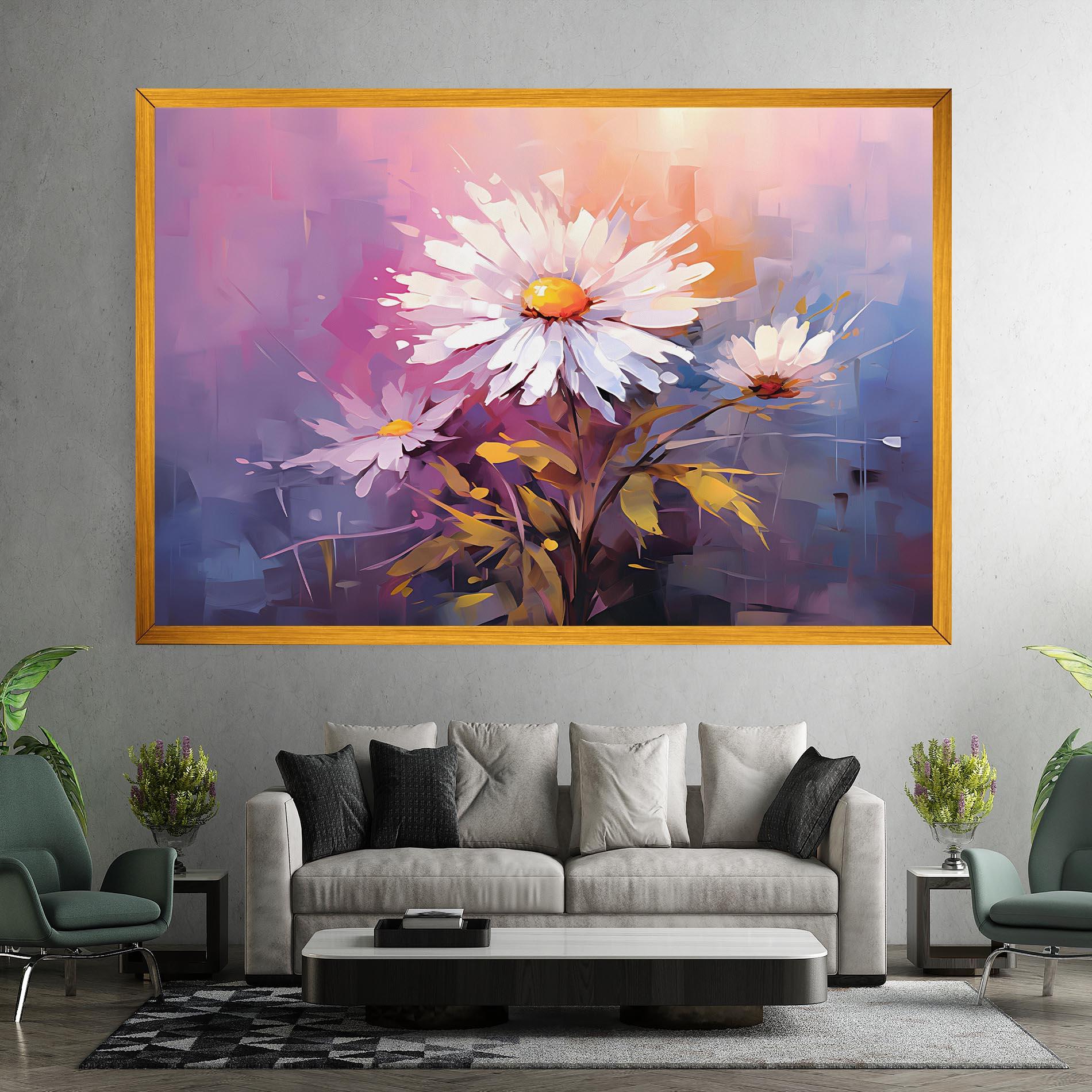 Leinwandbild White Flower On Purple mockup 7