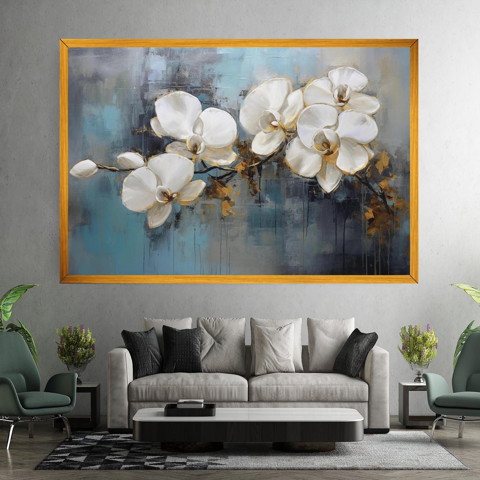 Leinwandbild White Orchids Painting mockup 7