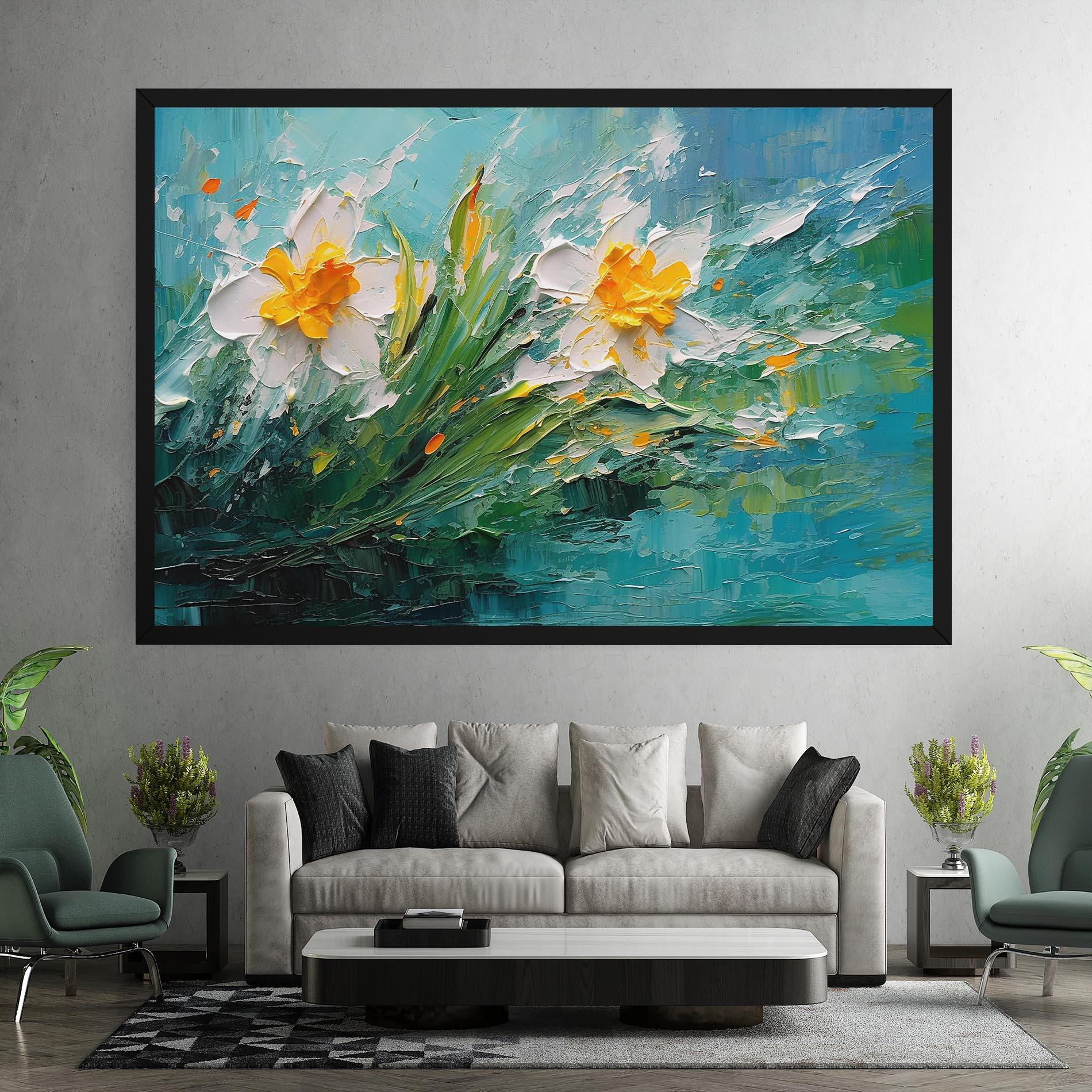 Leinwandbild Abstract Flower Painting mockup 7