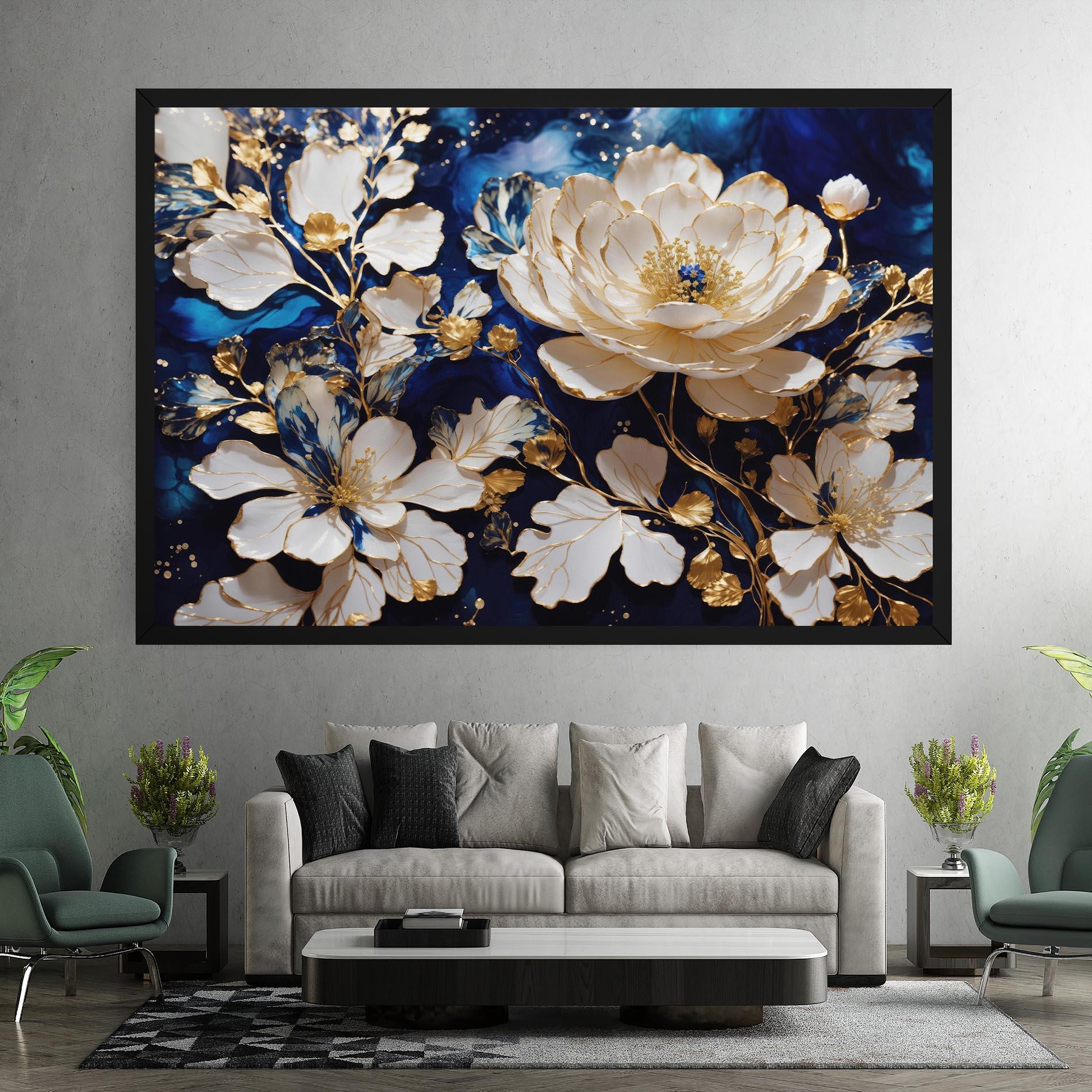 Leinwandbild Beautiful Golden White Rose mockup 7