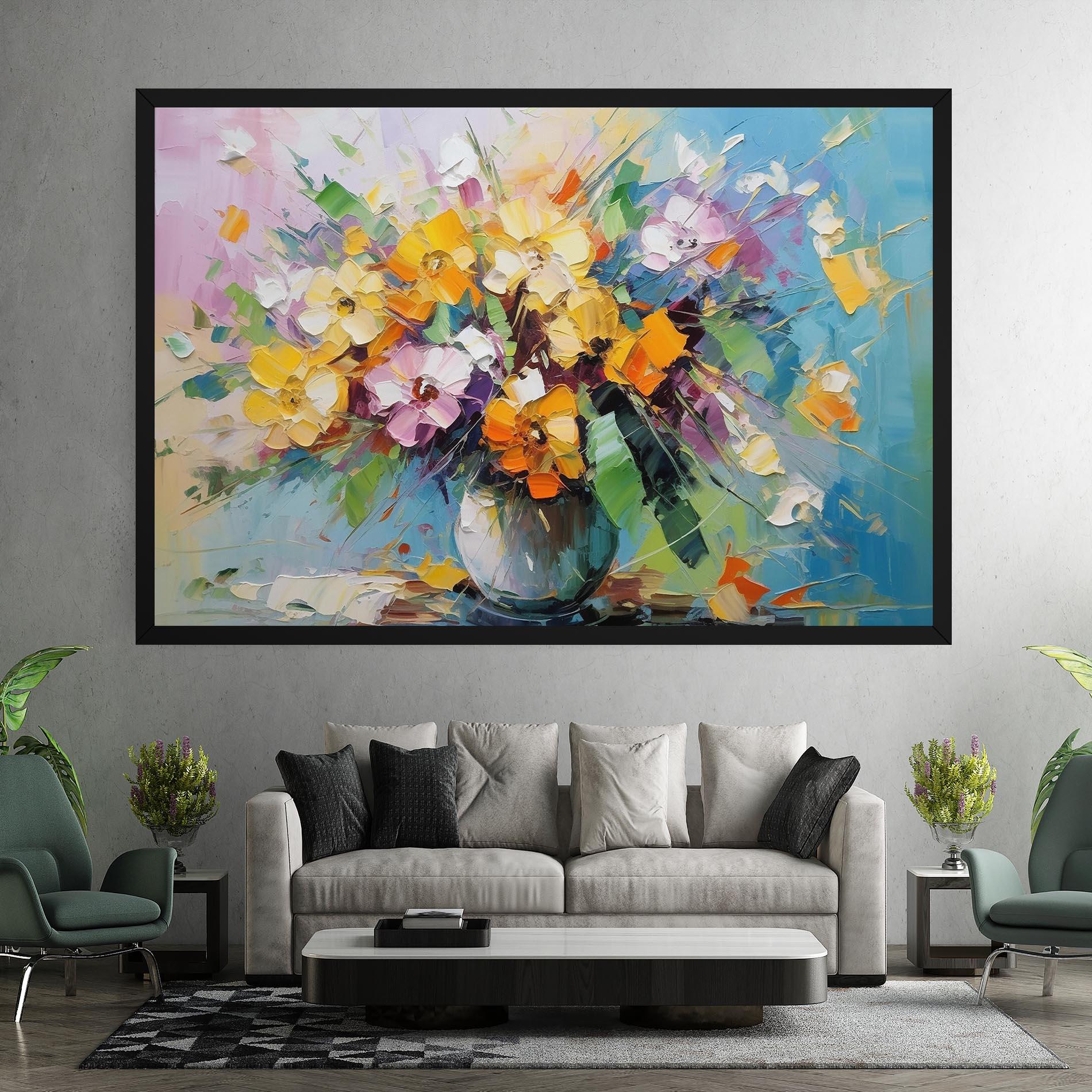 Leinwandbild Colorfull Flowers Painting mockup 7