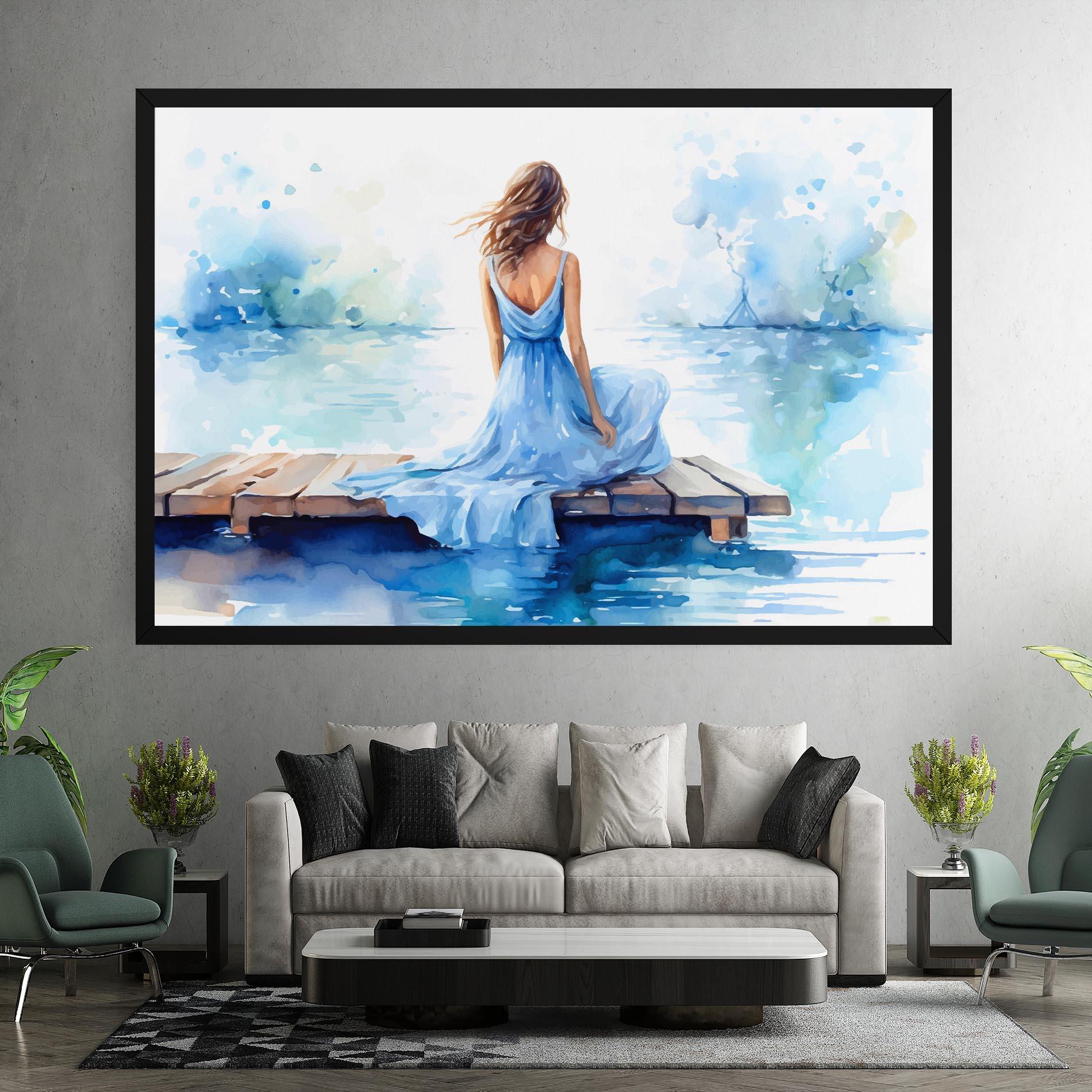 Leinwandbild Lake Blue Woman mockup 7