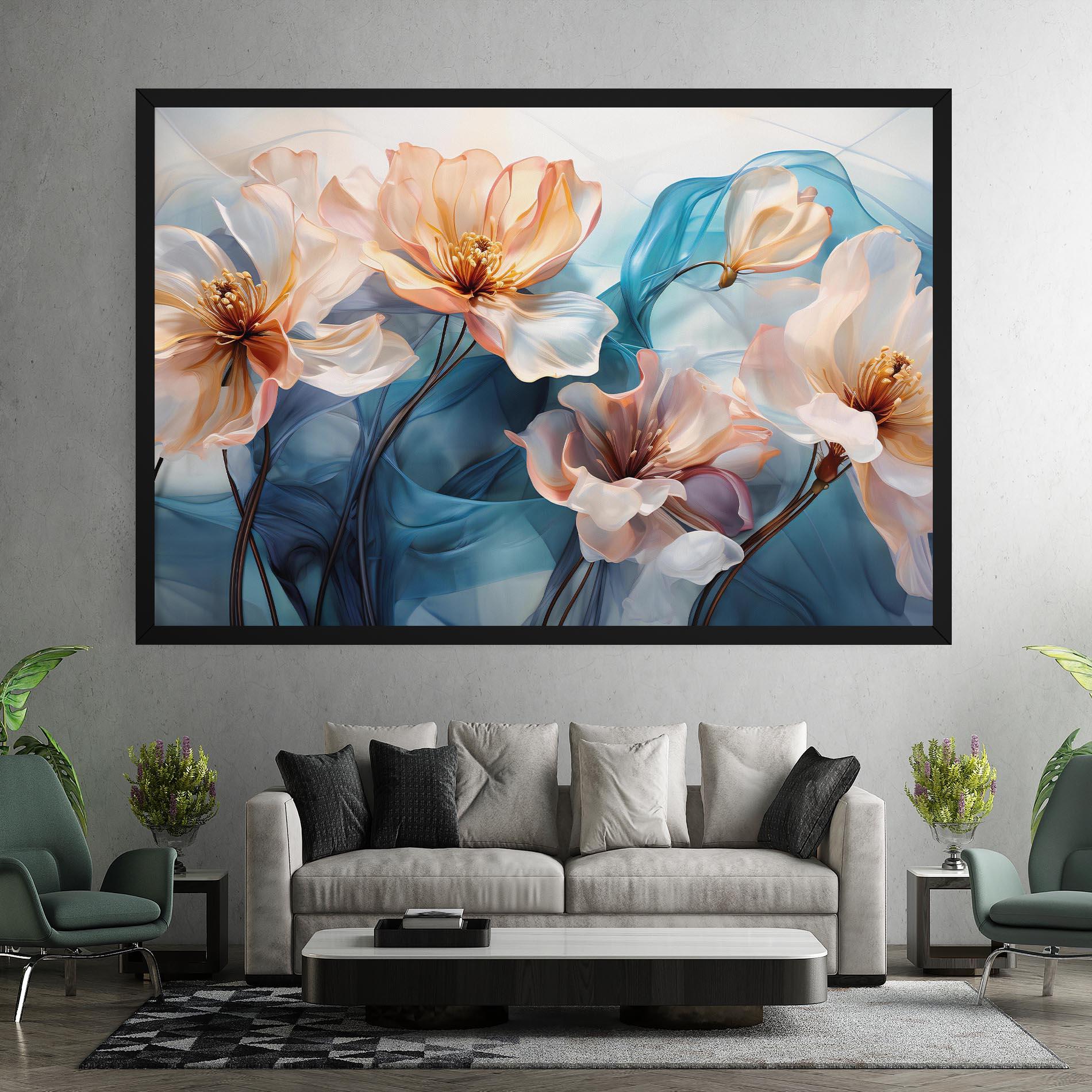 Leinwandbild Pink Flowers Floating mockup 7