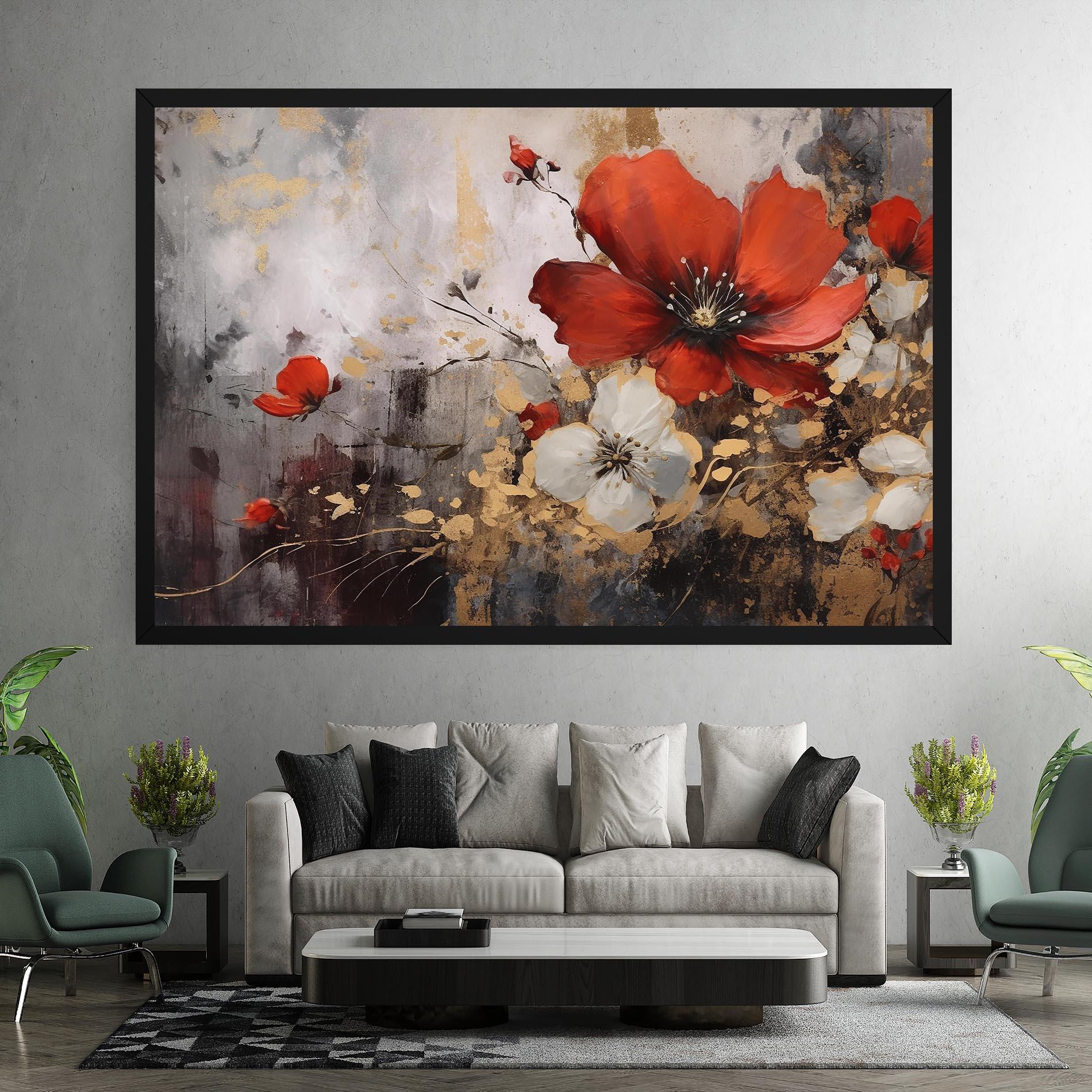 Leinwandbild Red Poppy Painting mockup 7