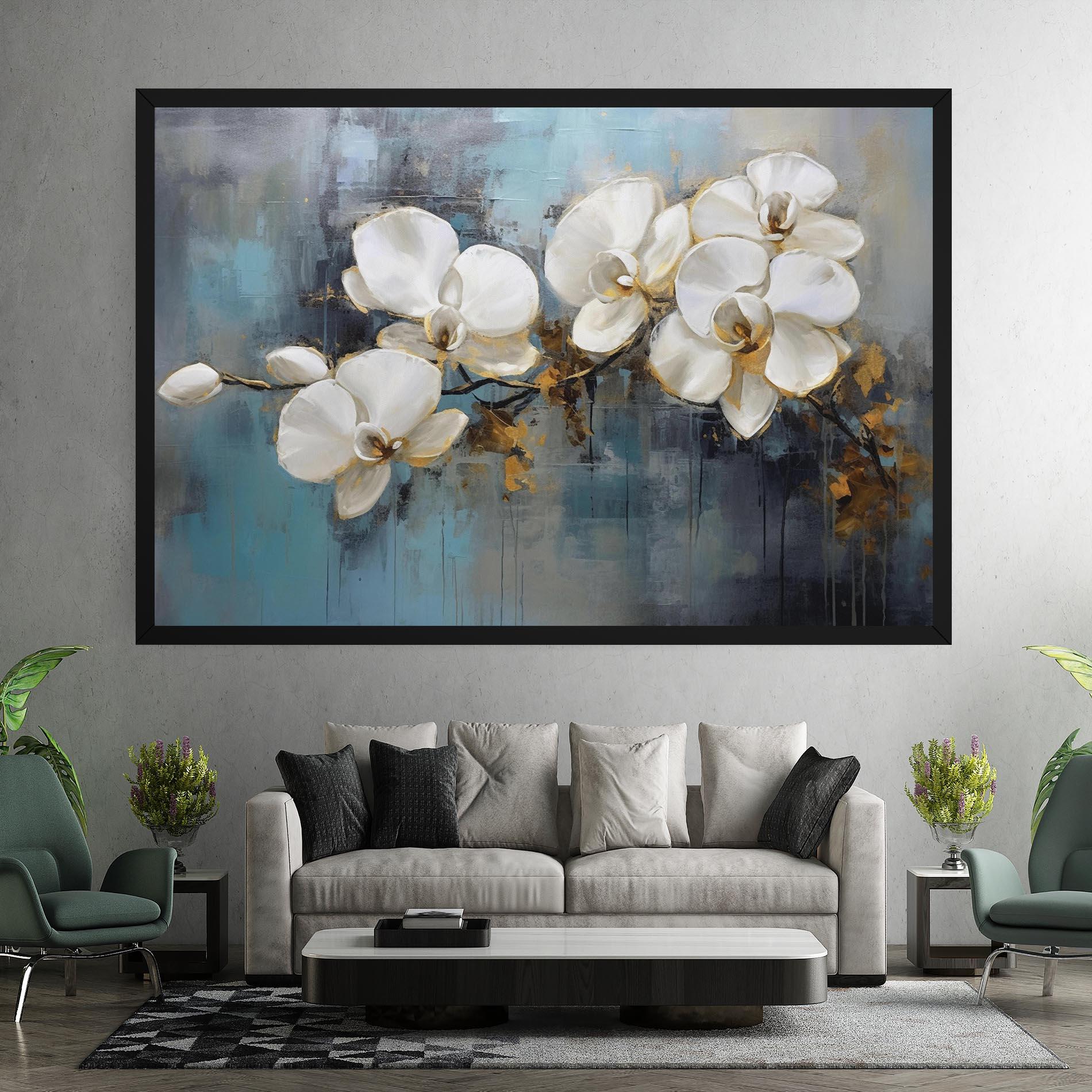 Leinwandbild White Orchids Painting mockup 7