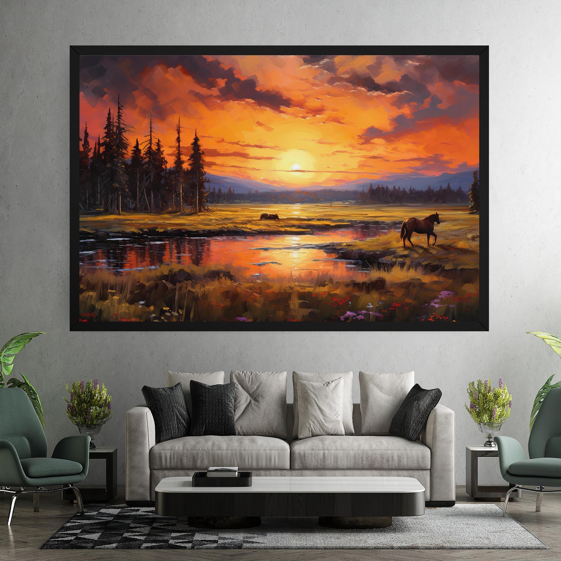 Leinwandbild Wild Horses Painting mockup 7